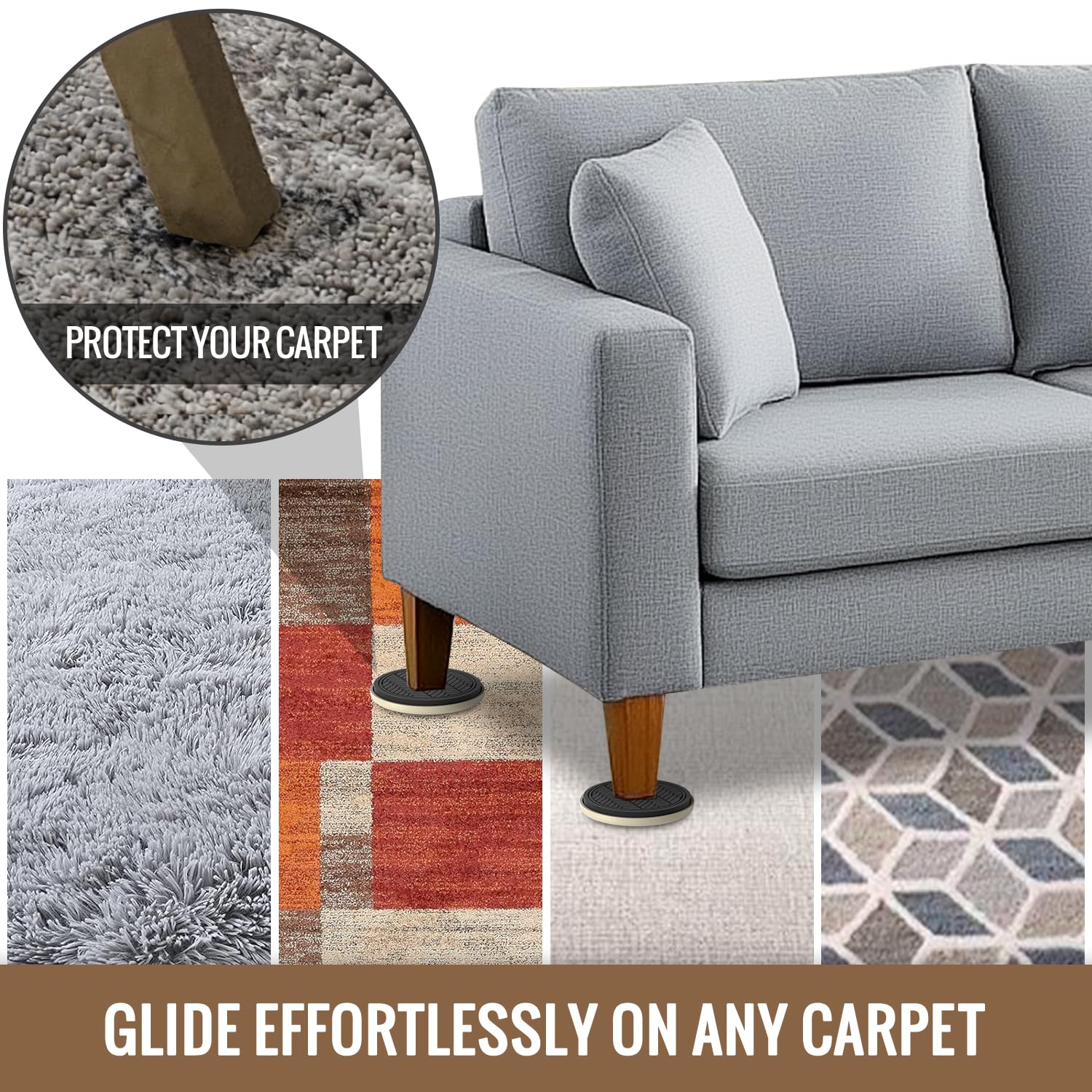 Furniture Sliders for Carpet (4 Count)