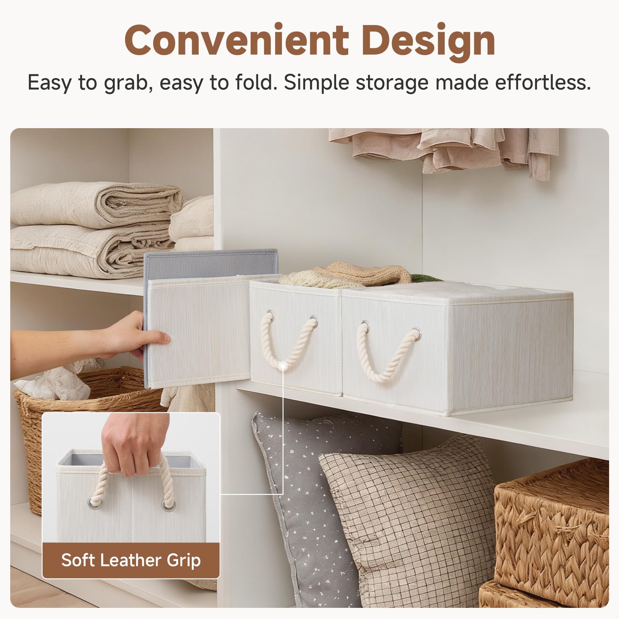 Fabric Storage Bins with Rope Handles (3 Count)