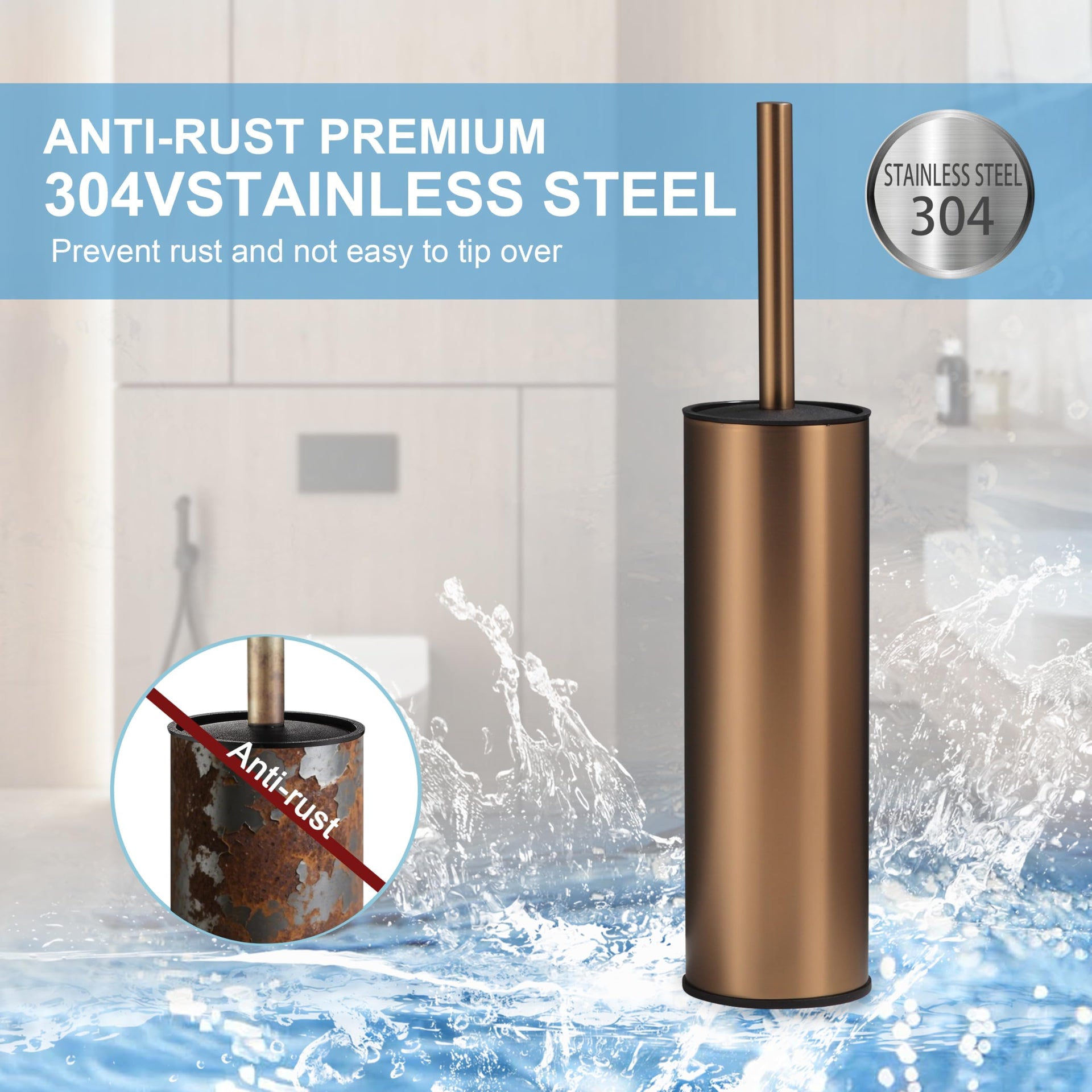 Rose Gold Toilet Brush and Holder