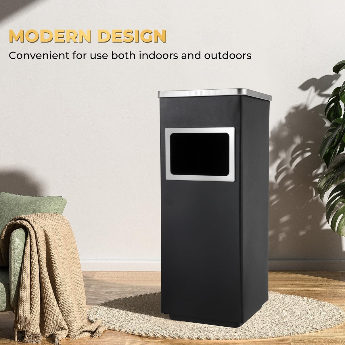 Square Stainless Steel Outdoor Trash Can