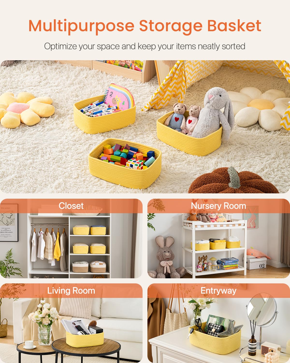Small Woven Storage Basket for Organizing (3 Count)