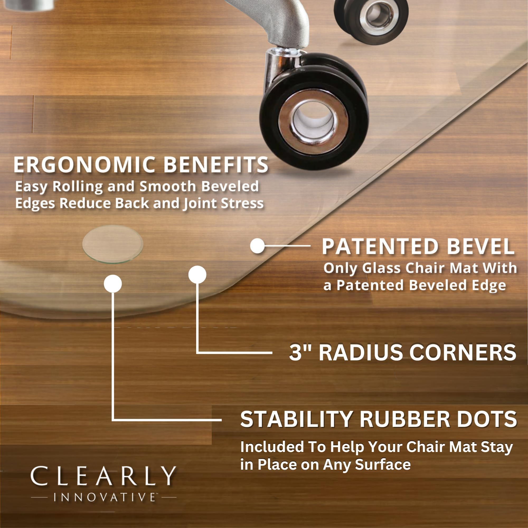 Tempered Glass Office Chair Mat for Carpet & Hardwood