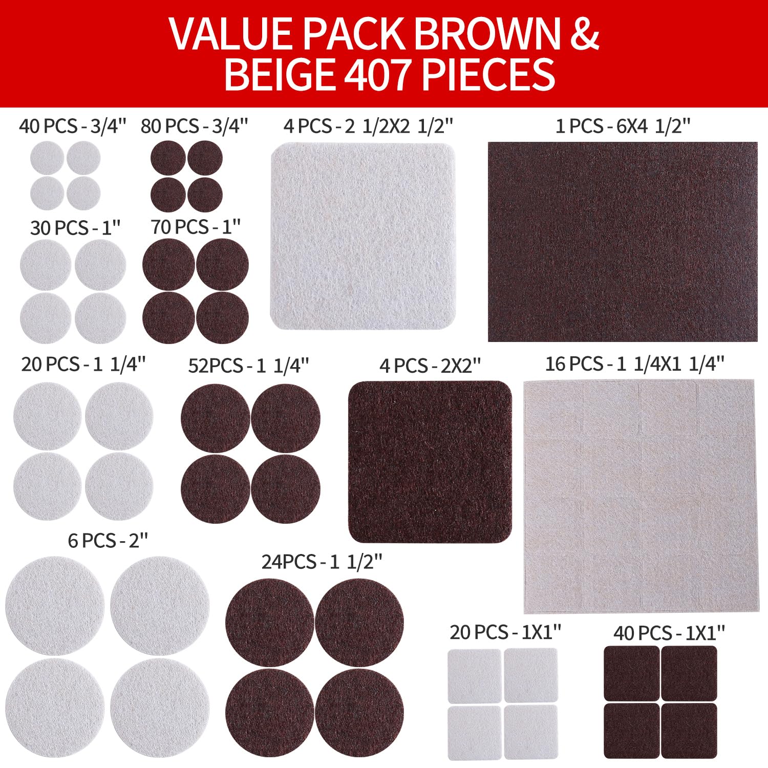 407Pcs Felt Chair Leg Pads Floor Protectors for Hardwoods Floors