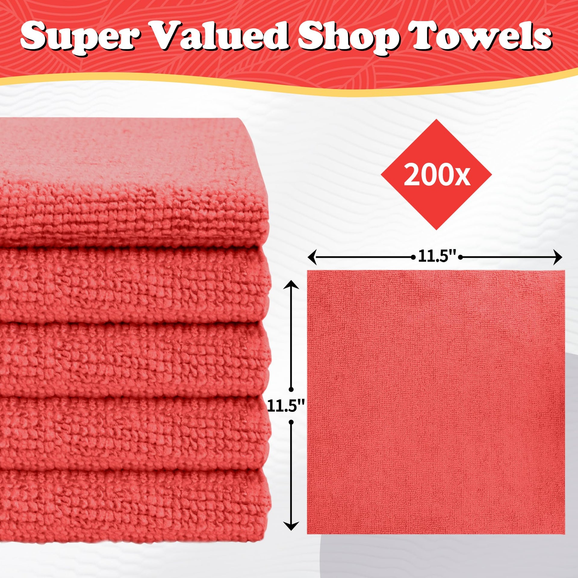 Shop Towels Red Microfiber Cleaning Cloth Bulk (200 Count)