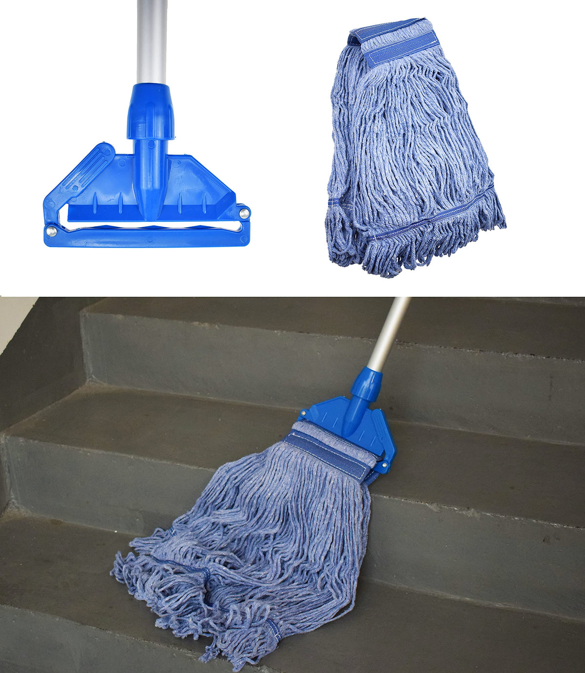 Mop Head Replacement Commercial Heavy Duty String Blue Wet Mop Heads for 3 Typs Commercial Mop Handle - ModHome Supplies