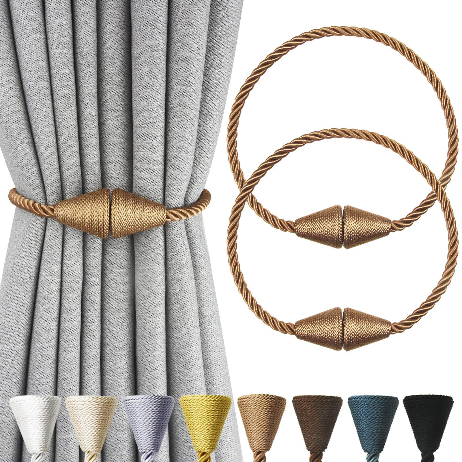 Magnetic Curtain Tiebacks Rope Decorative Holdbacks for Drapes Nieffeiy (2 Count)