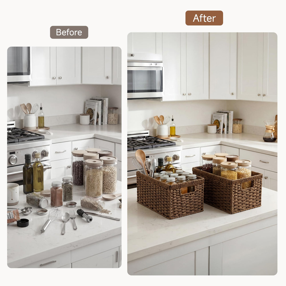 Rectangular Wicker Storage Baskets for Organizing (2 Count)
