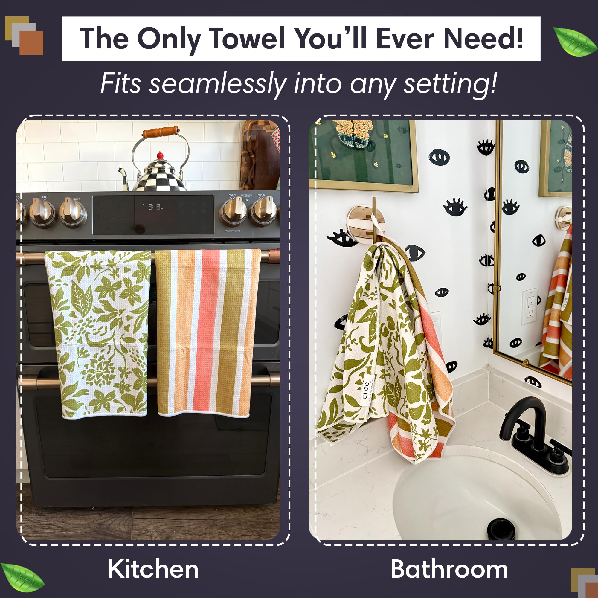 Double Sided Microfiber Hand Towels (2 Count)