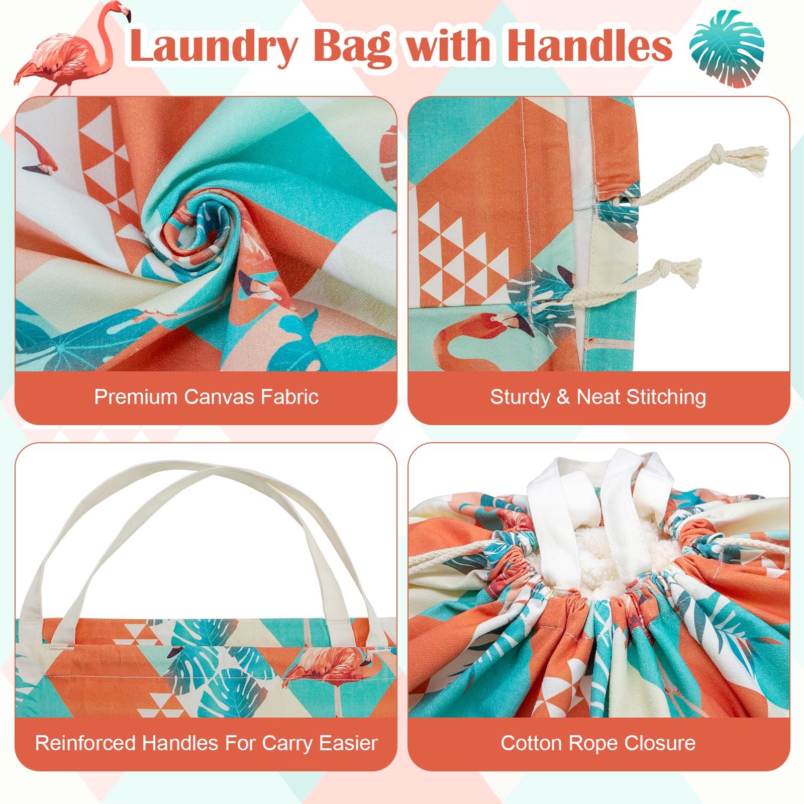 Canvas Laundry Bag with Handles & Drawstring