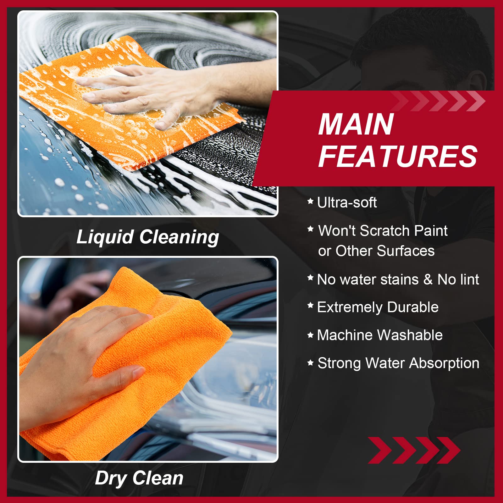 200 Pcs Microfiber Cleaning Cloth 16x16 Inch Microfiber Towels for Car Ultra Absorbent Cleaning Rags Reusable Lint Free Streak Free Detailing Towel for Car Washing Drying Dusting