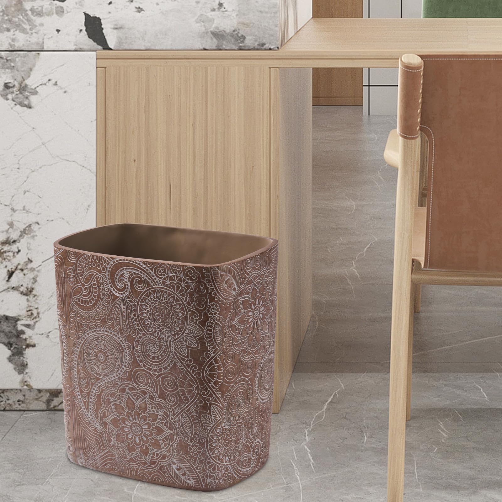 Boho Flowers Bathroom Trash Can 1.8 Gallon