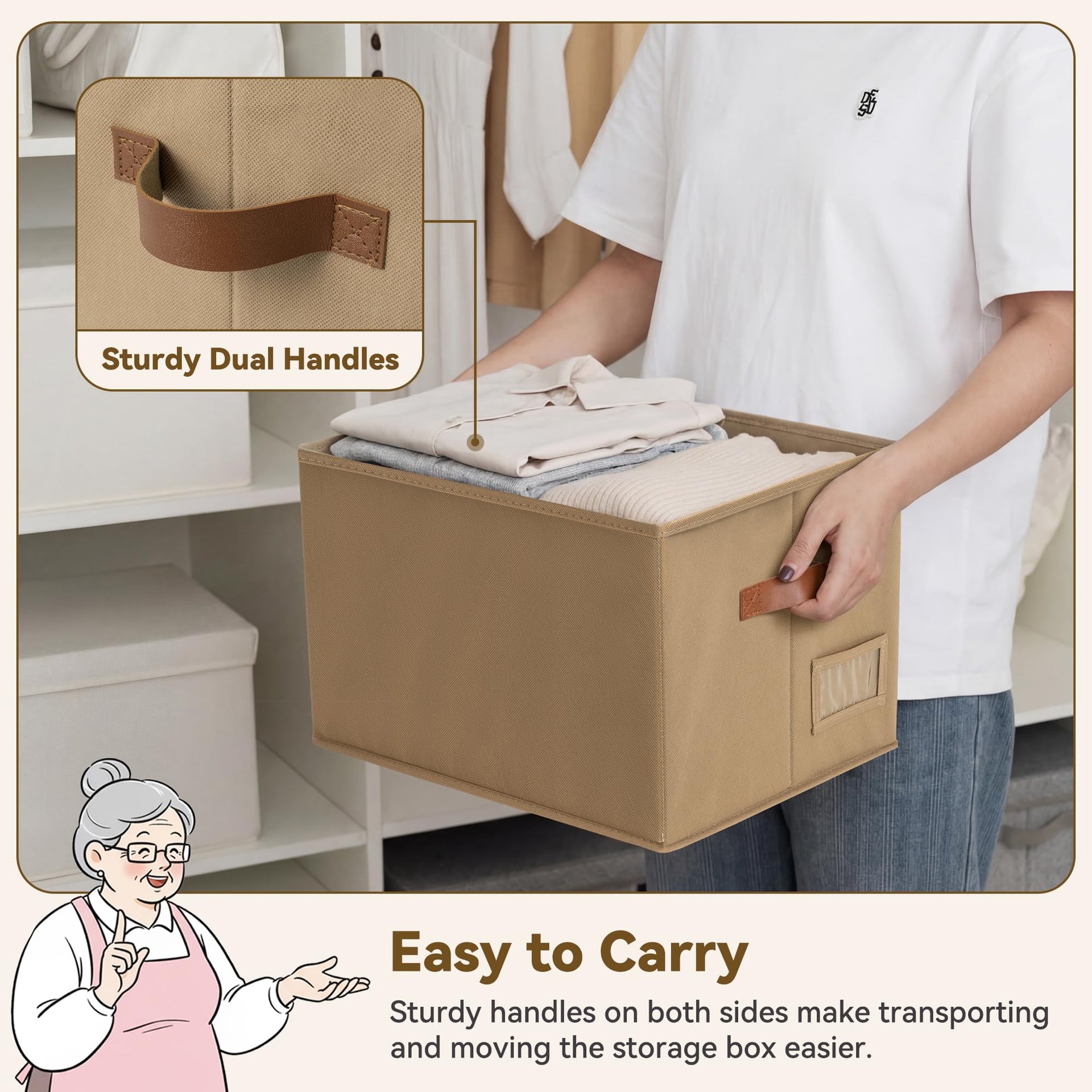 Closet Storage Bins with Label (3 Count)