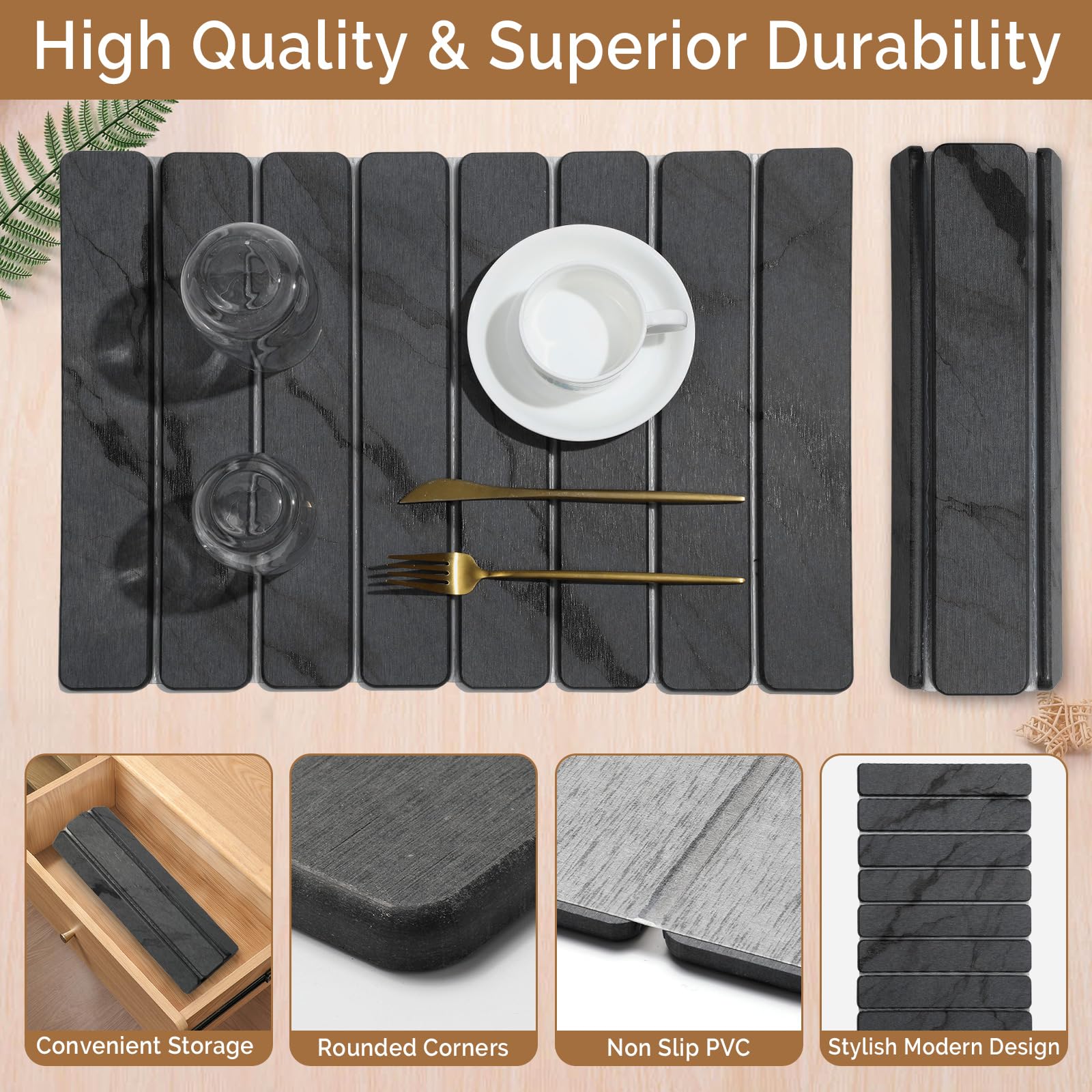 2 PCS Stone Dish Drying Mat for Kitchen Counter (2 Count)