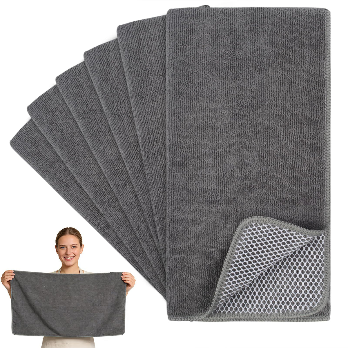 Dish Cloths for Washing Dishes with Scrub Side (6 Count)
