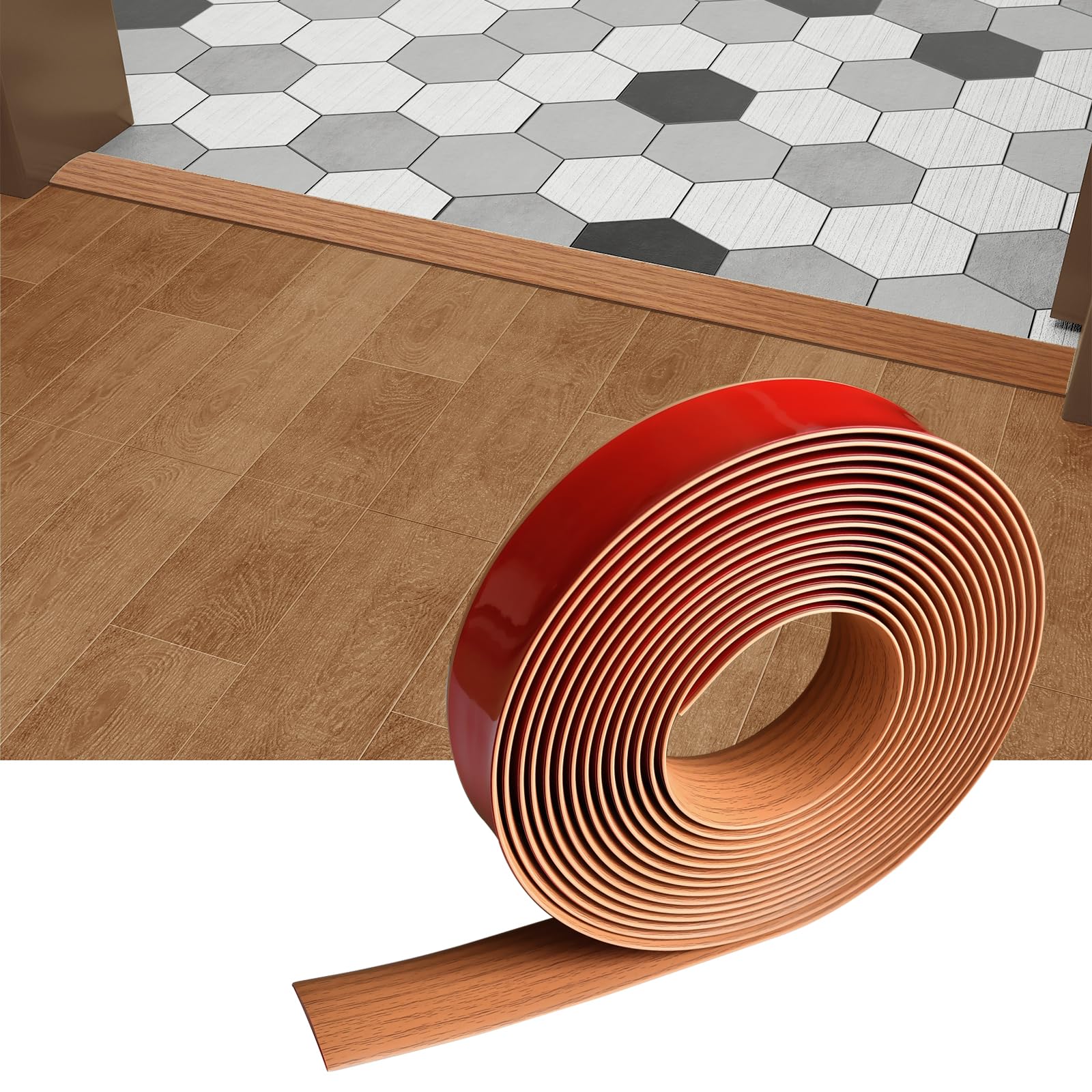 Floor Door Flat Transition Strip & Self Adhesive Floor Vinyl Floor Edge Trim Laminate Floor Gap Covering Joining Strip (118 Foot)