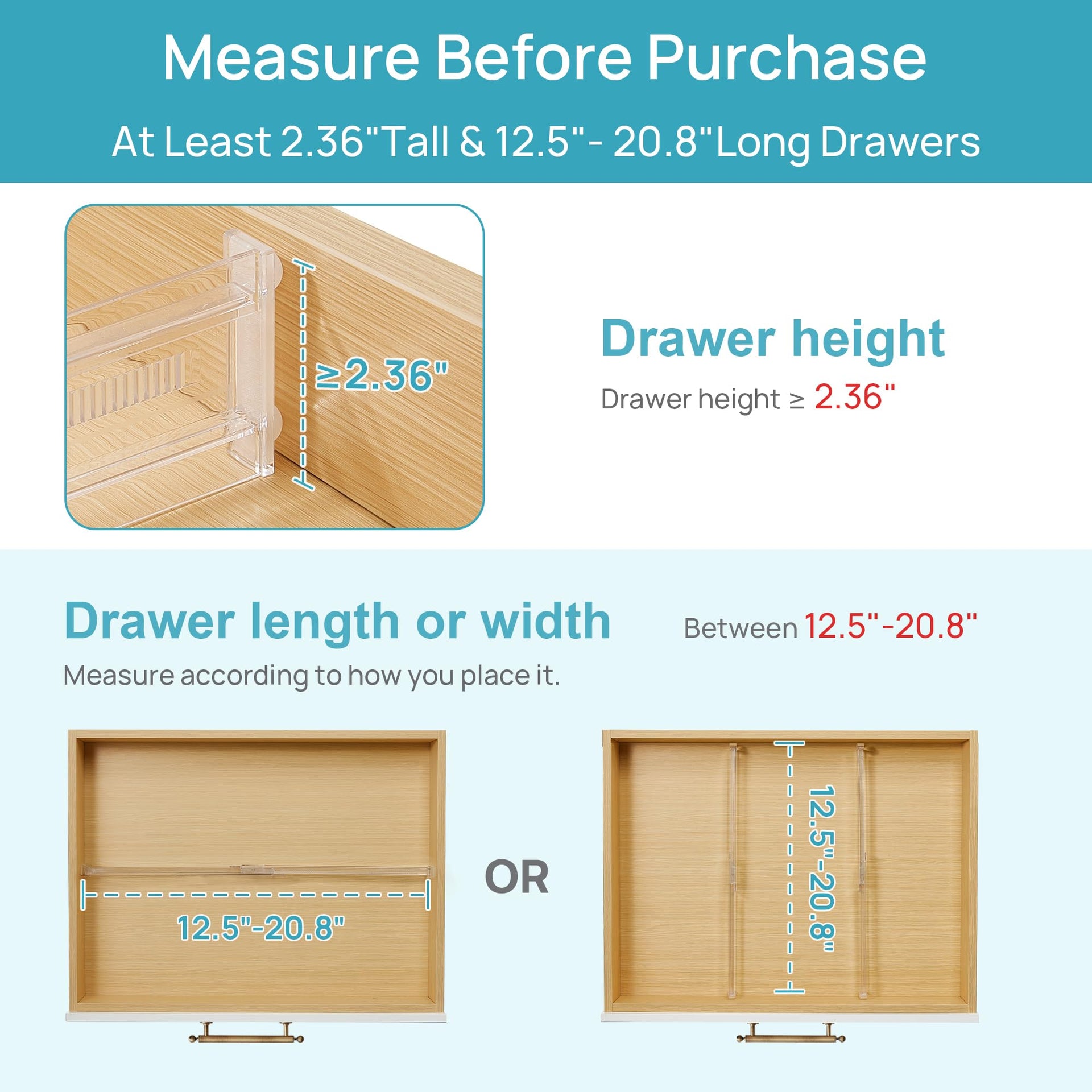 8 Pack Shallow Drawer Dividers (8 Count)