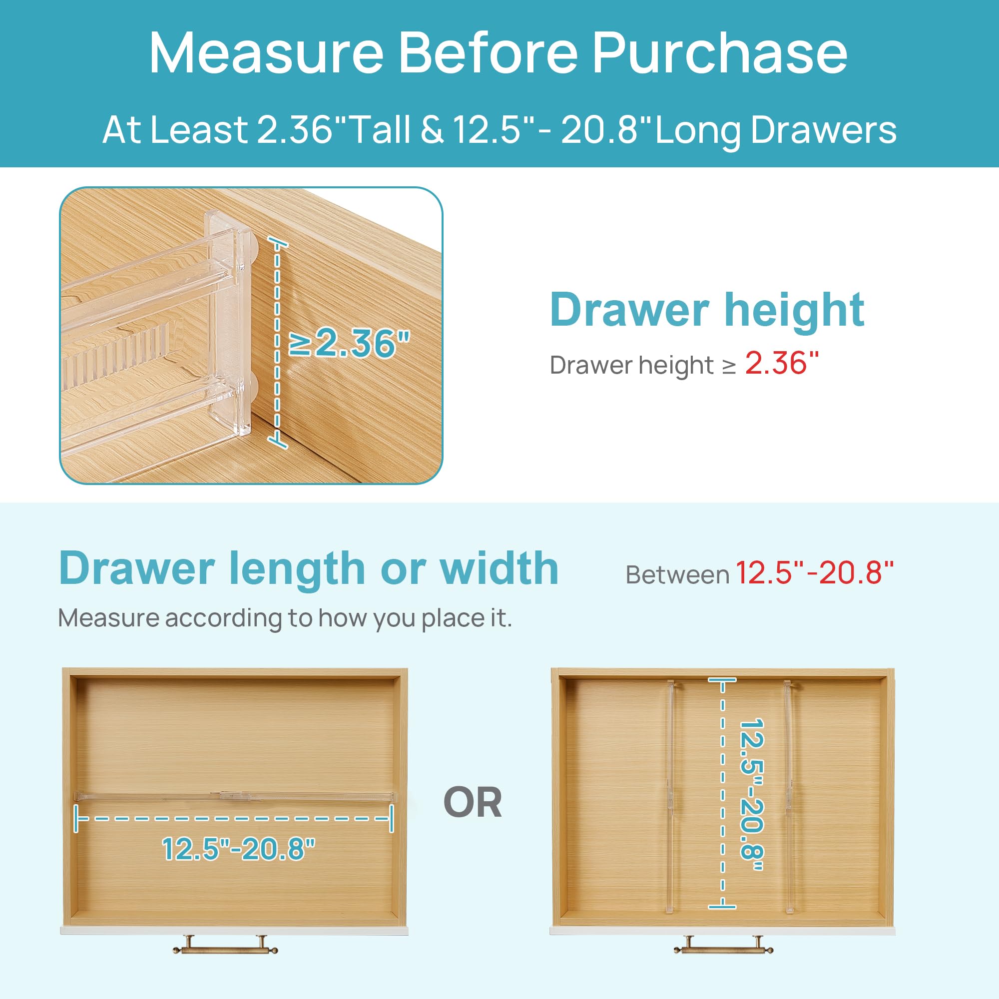 8 Pack Shallow Drawer Dividers (8 Count)