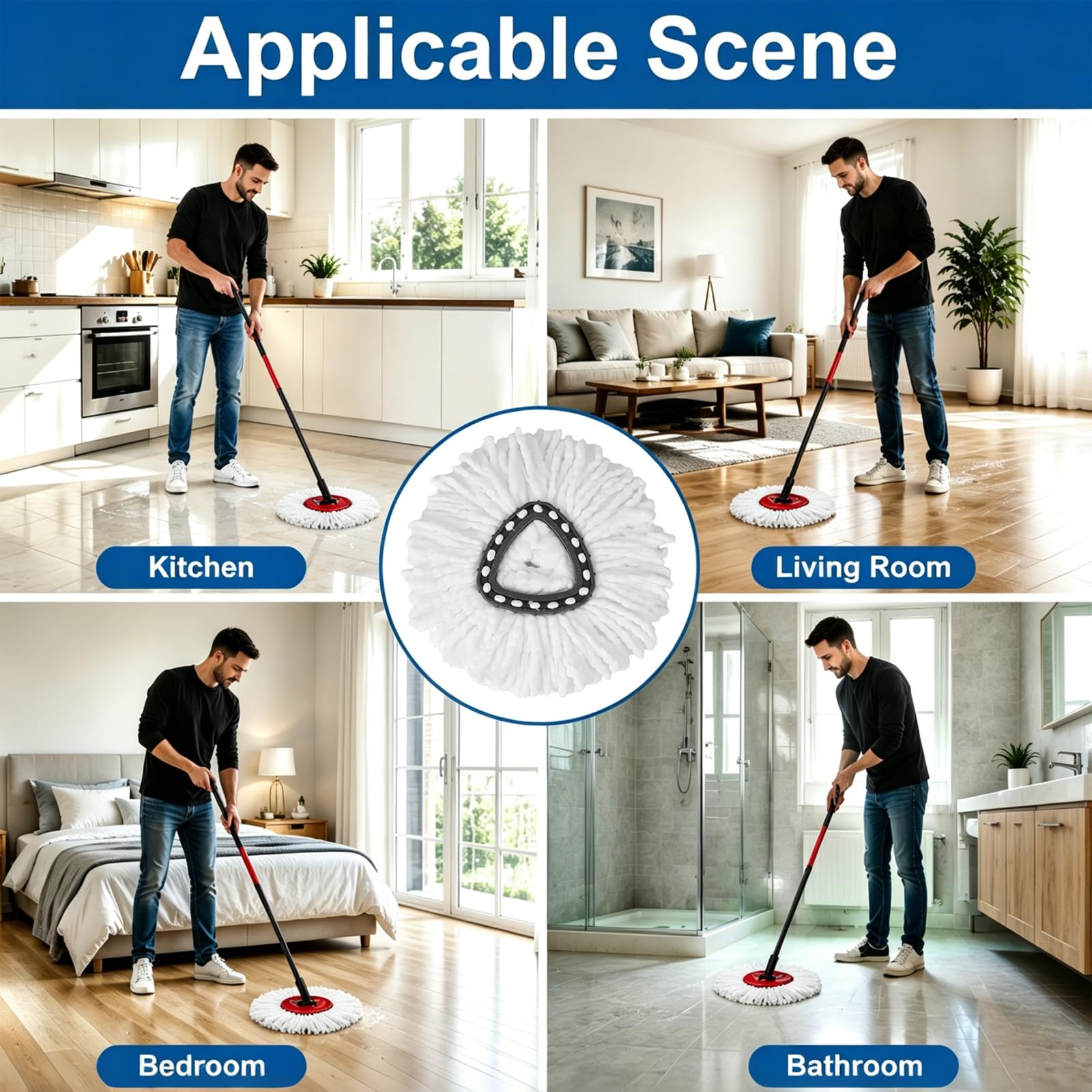 12 Pack Spin Mop Replacement Heads (12 Count) - ModHome Supplies