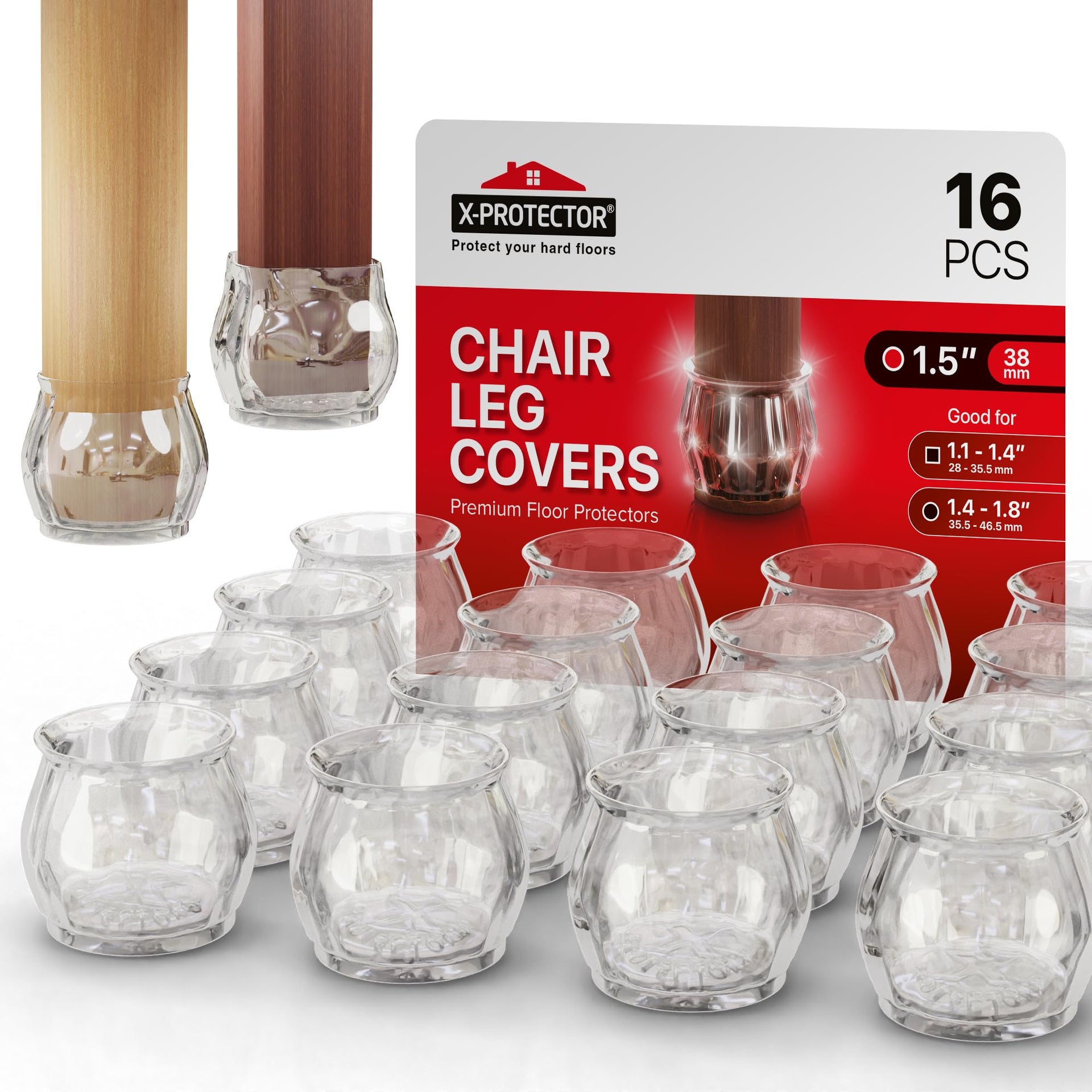 Silicone Chair Leg Floor Protectors 16 PCS with Non (16 Count)
