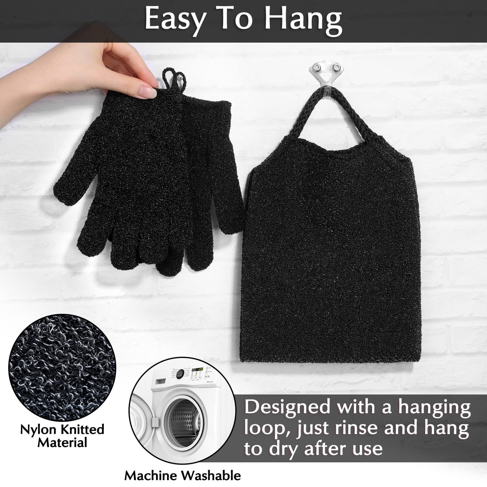 Exfoliating Back Scrubber Bath Gloves Set (3 Count)