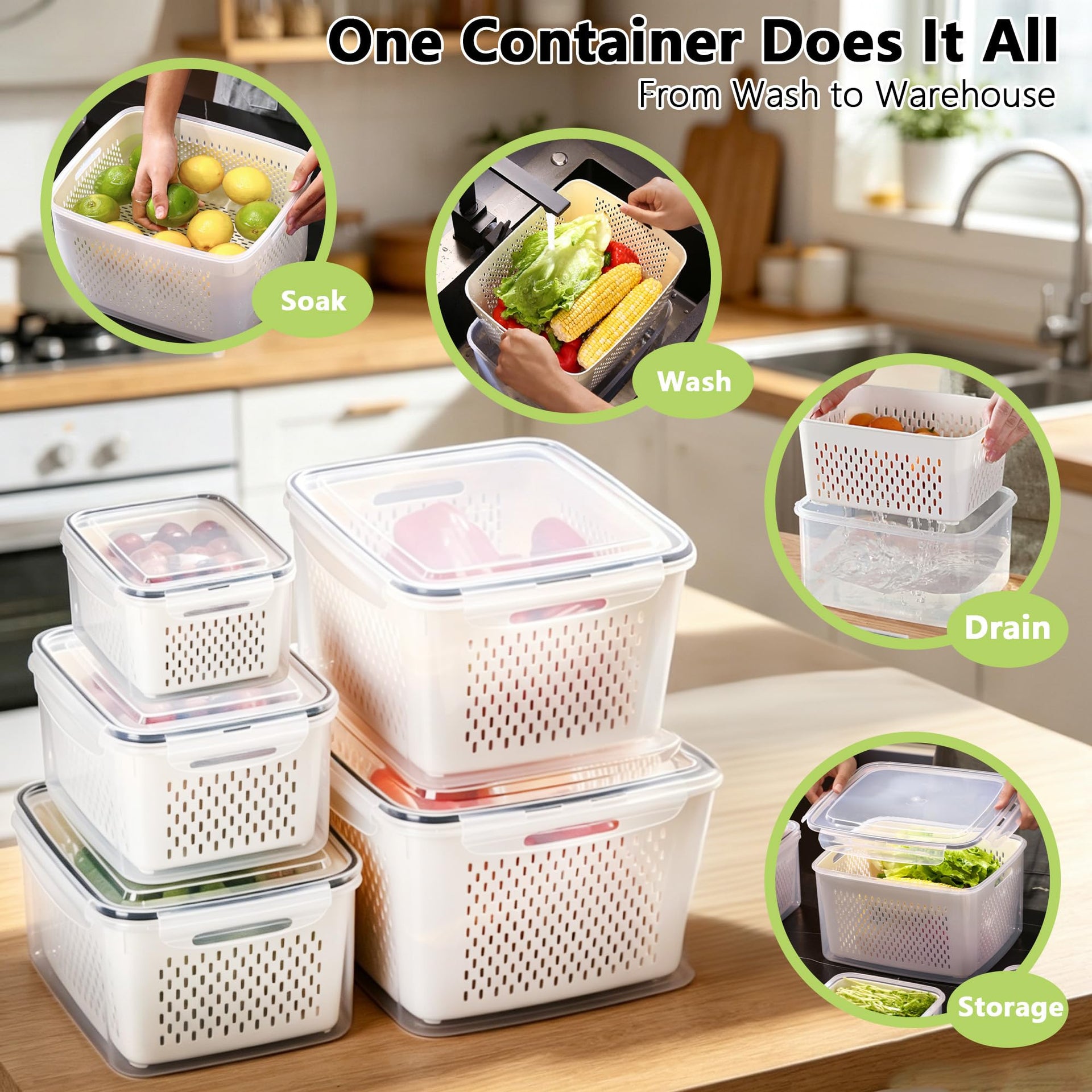 5 Pack Fruit Storage Containers for Fridge (2 Count)