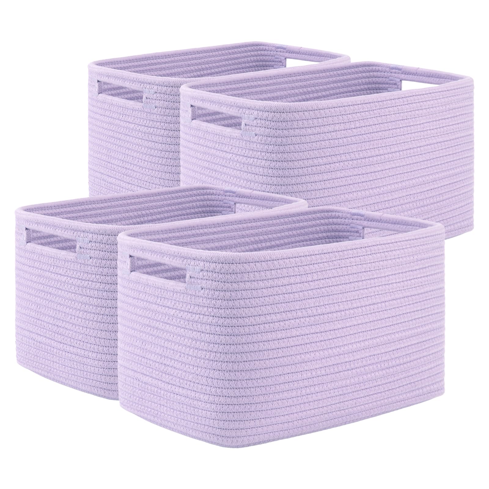 4 Pack Storage Baskets for Organizing 15L Cube Storage Bins Purple (4 Count)