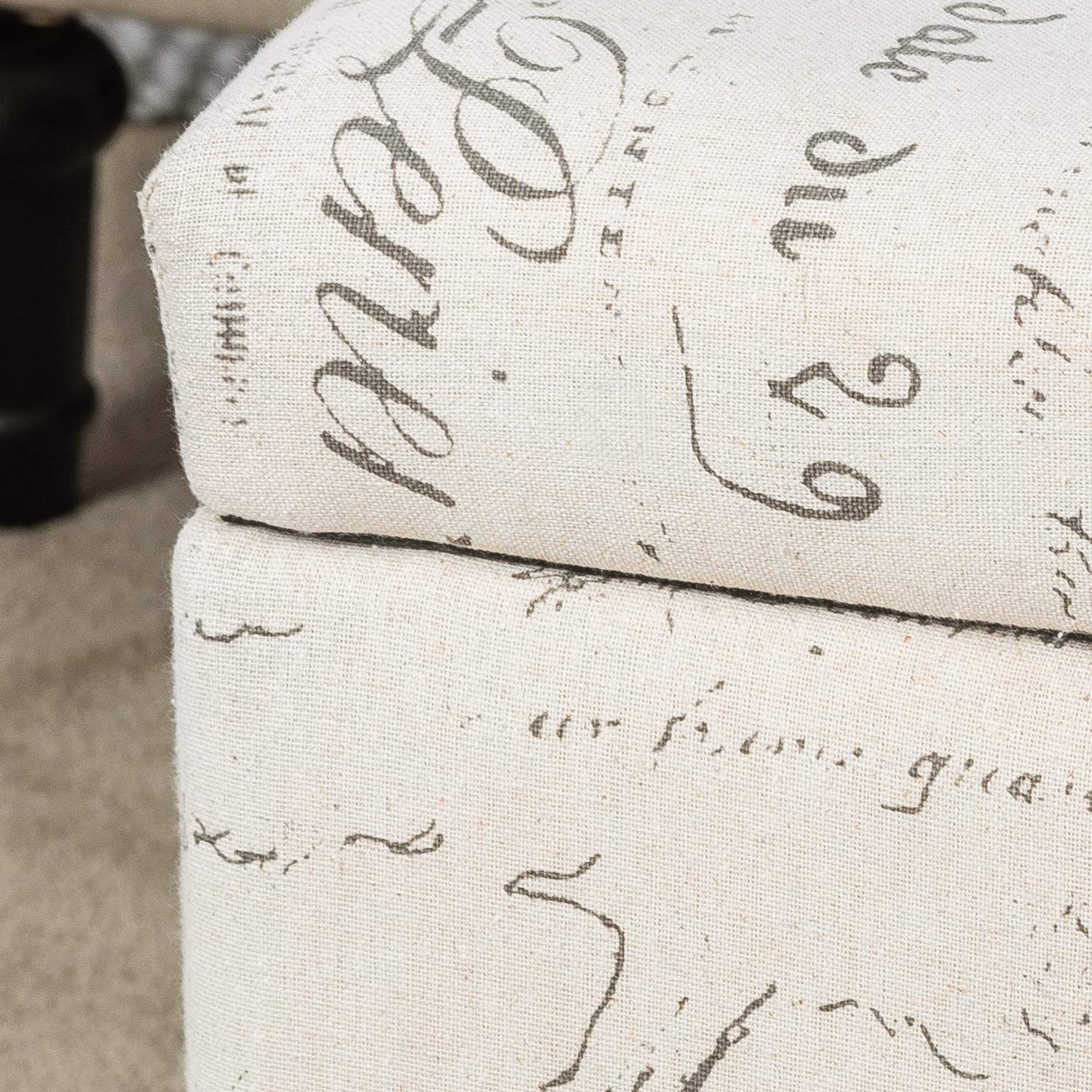 Fabric Script Pattern Cube Storage Footstool