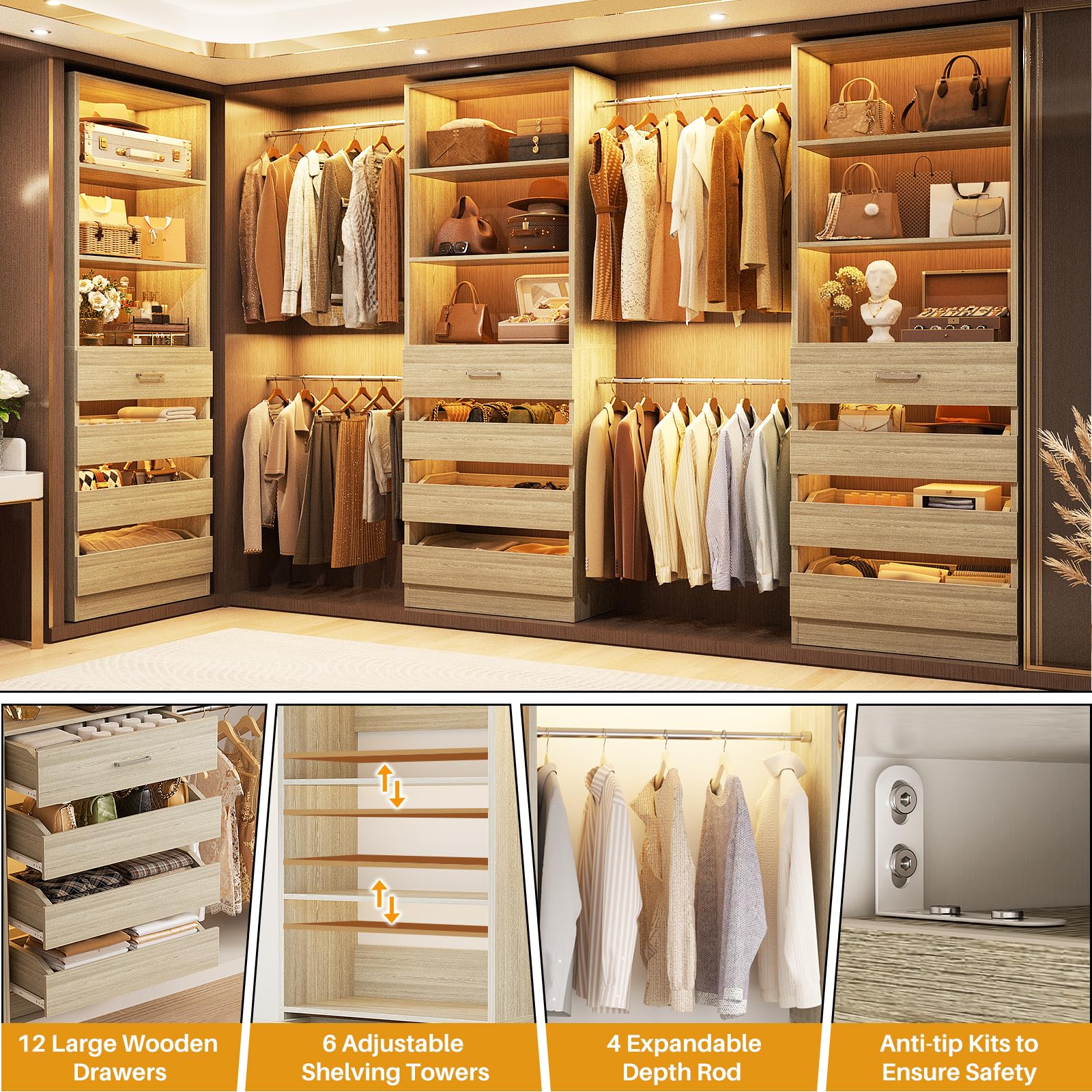 Closet System with 12 Drawers