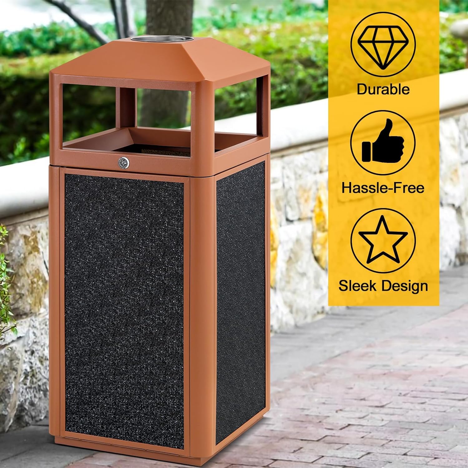 Square Waste Container with Dome Lid