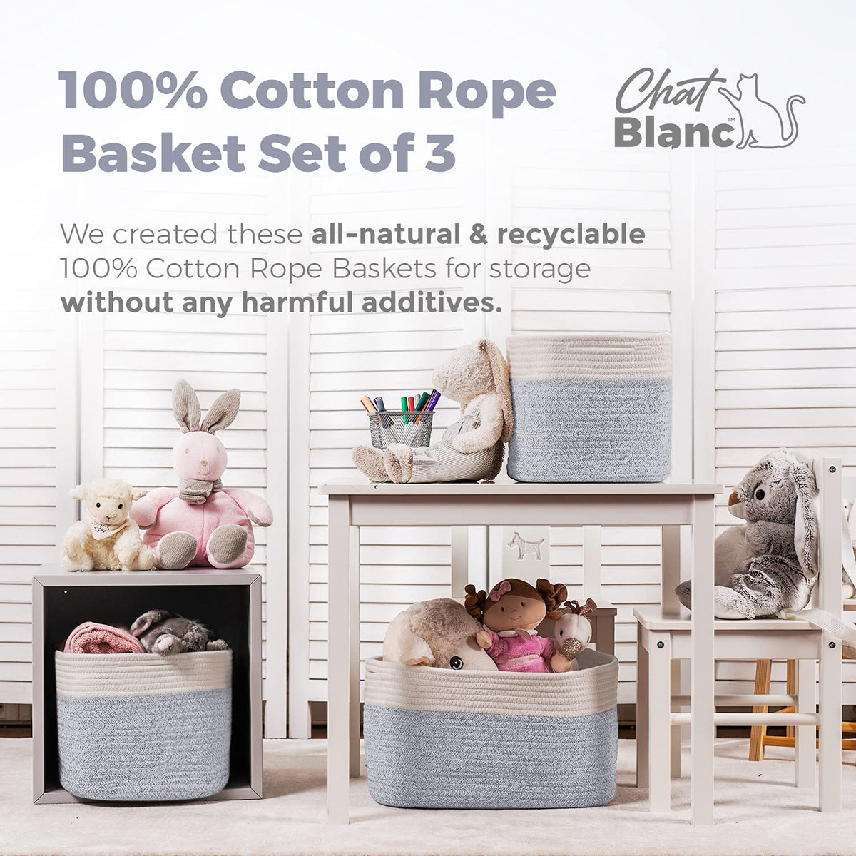 Cotton Rope Baskets for Organizing (3 Count)