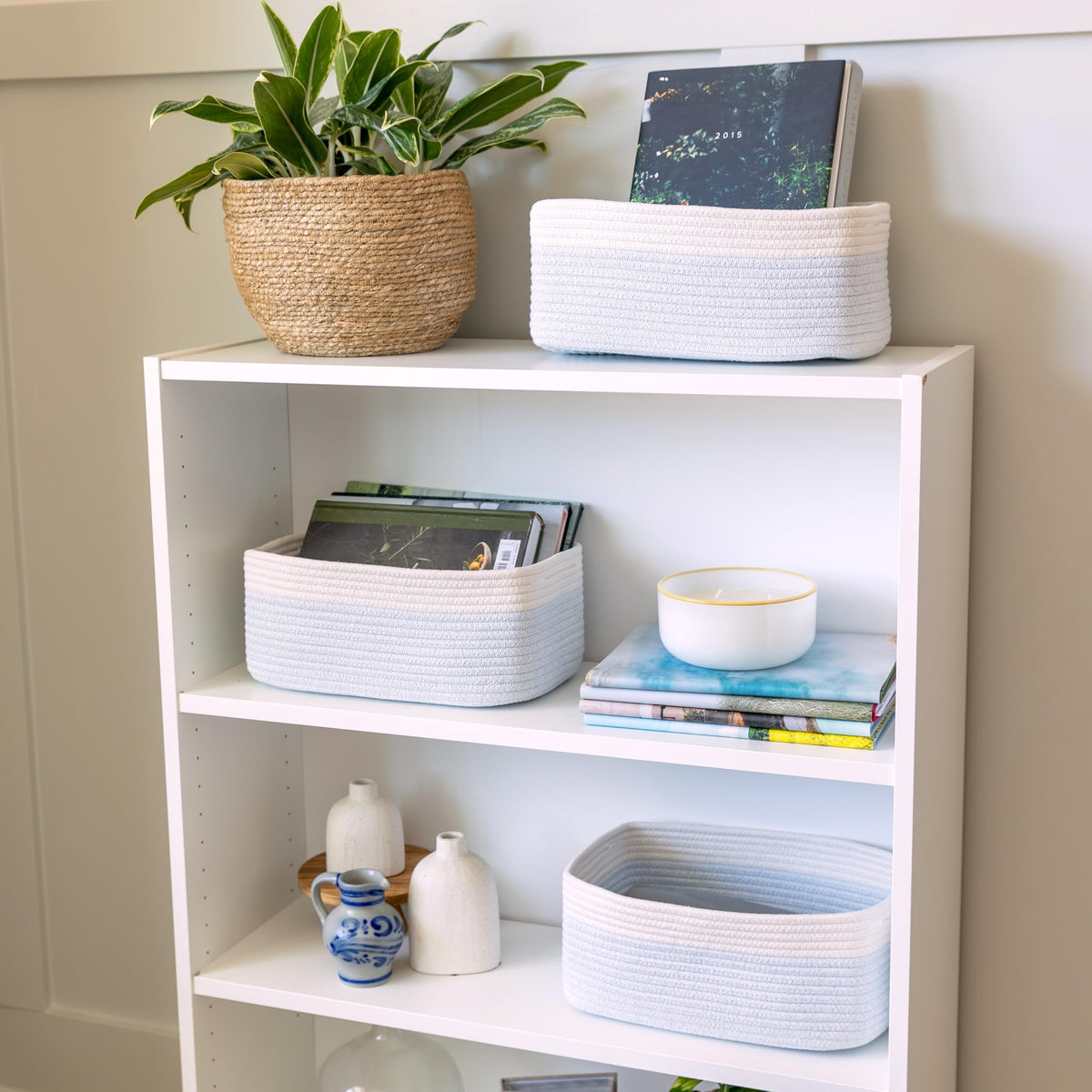 13.5”x8.5”x5.5” Rectangle Storage Baskets for Shelves 3 Pack (3 Count)