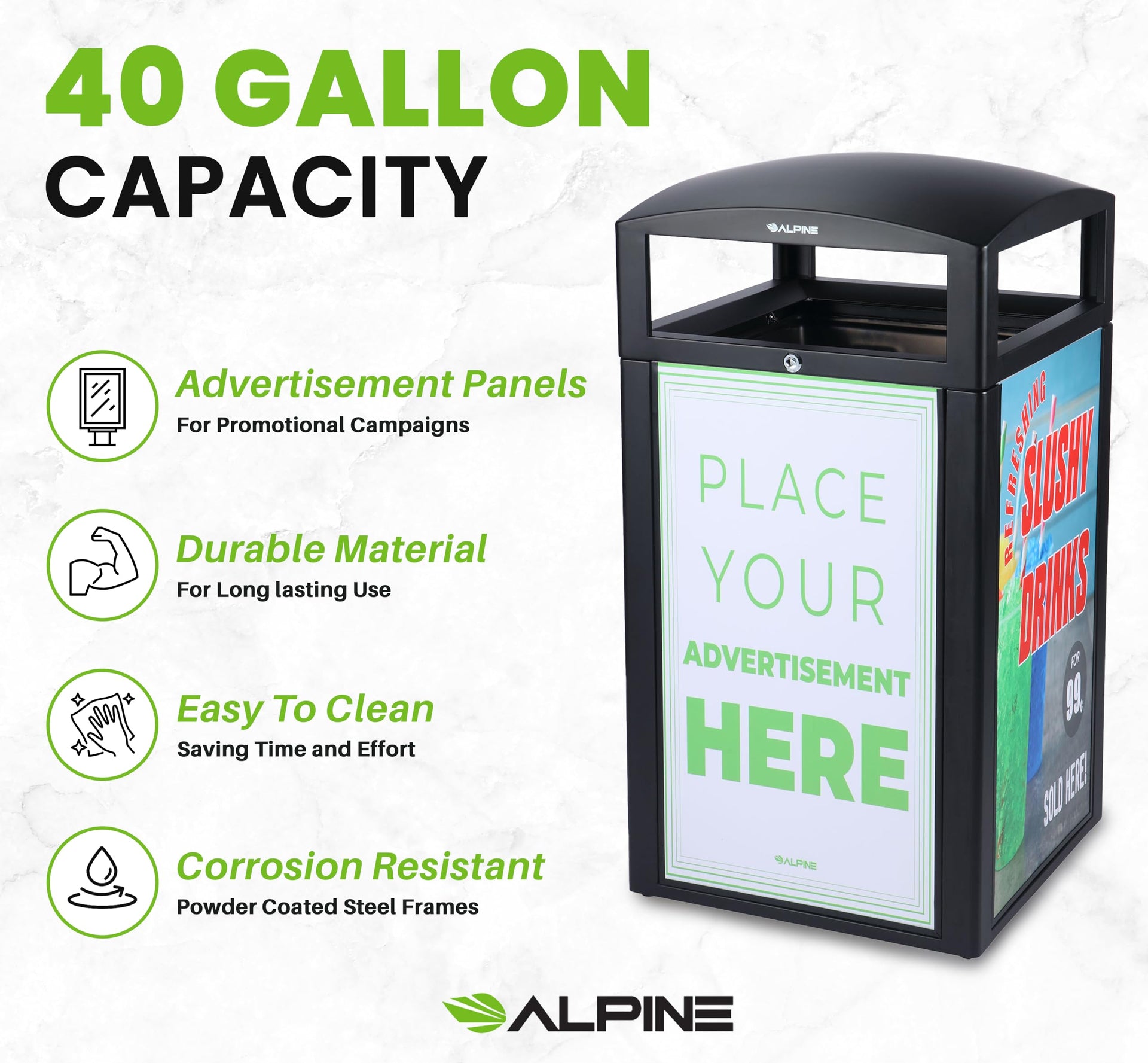 Outdoor Commercial Trash Can with Lid