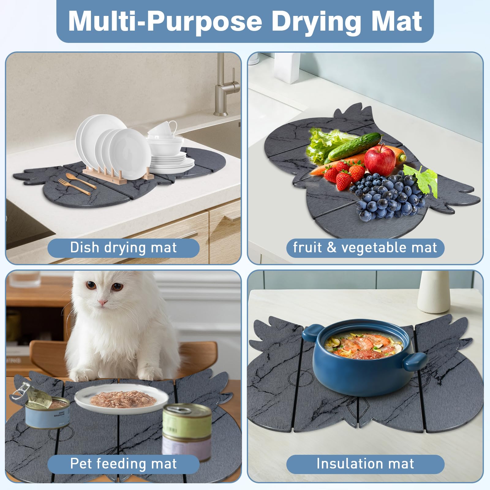 Large Stone Dish Drying Mat for Kitchen Counter