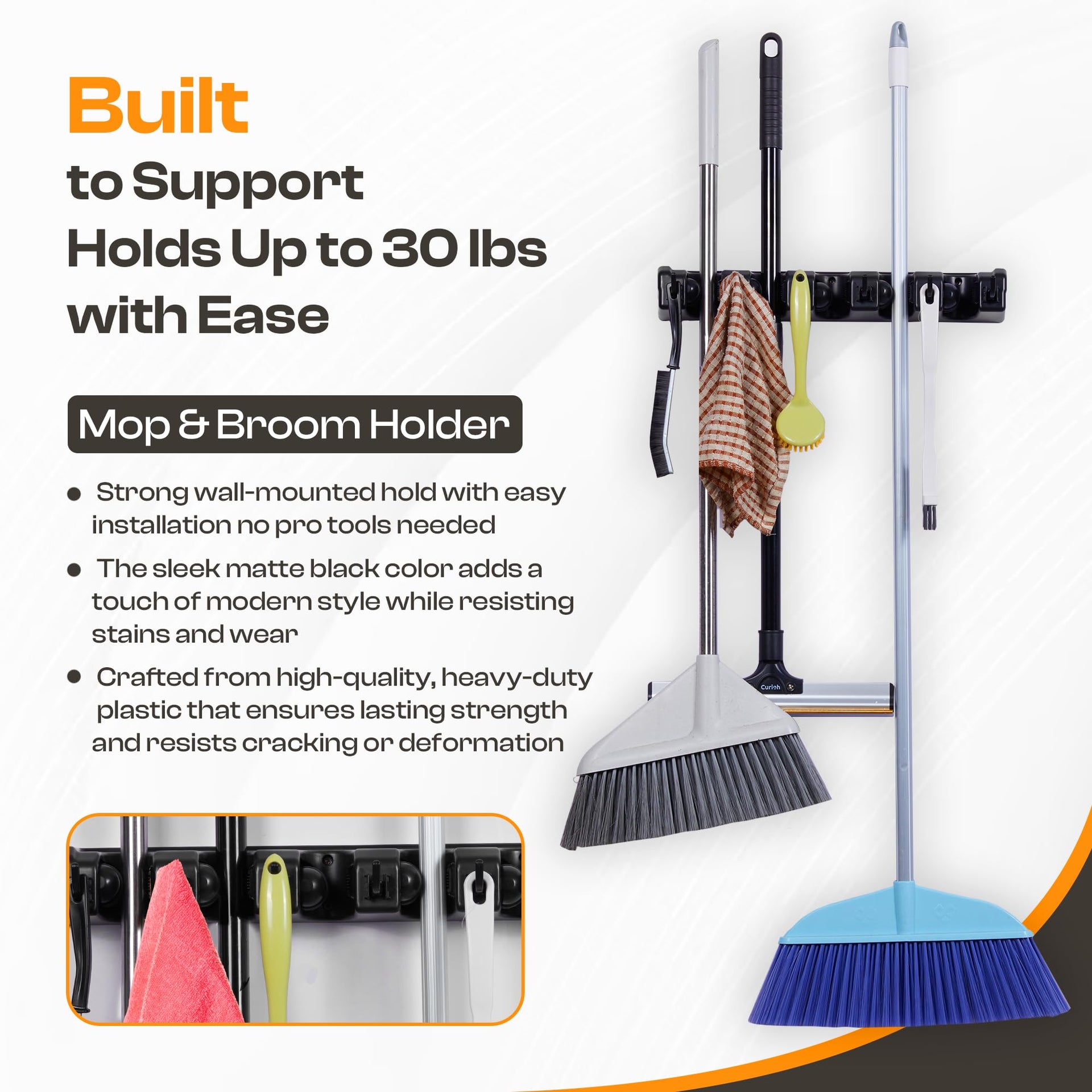 ABS Plastic Broom Holder Wall Mount