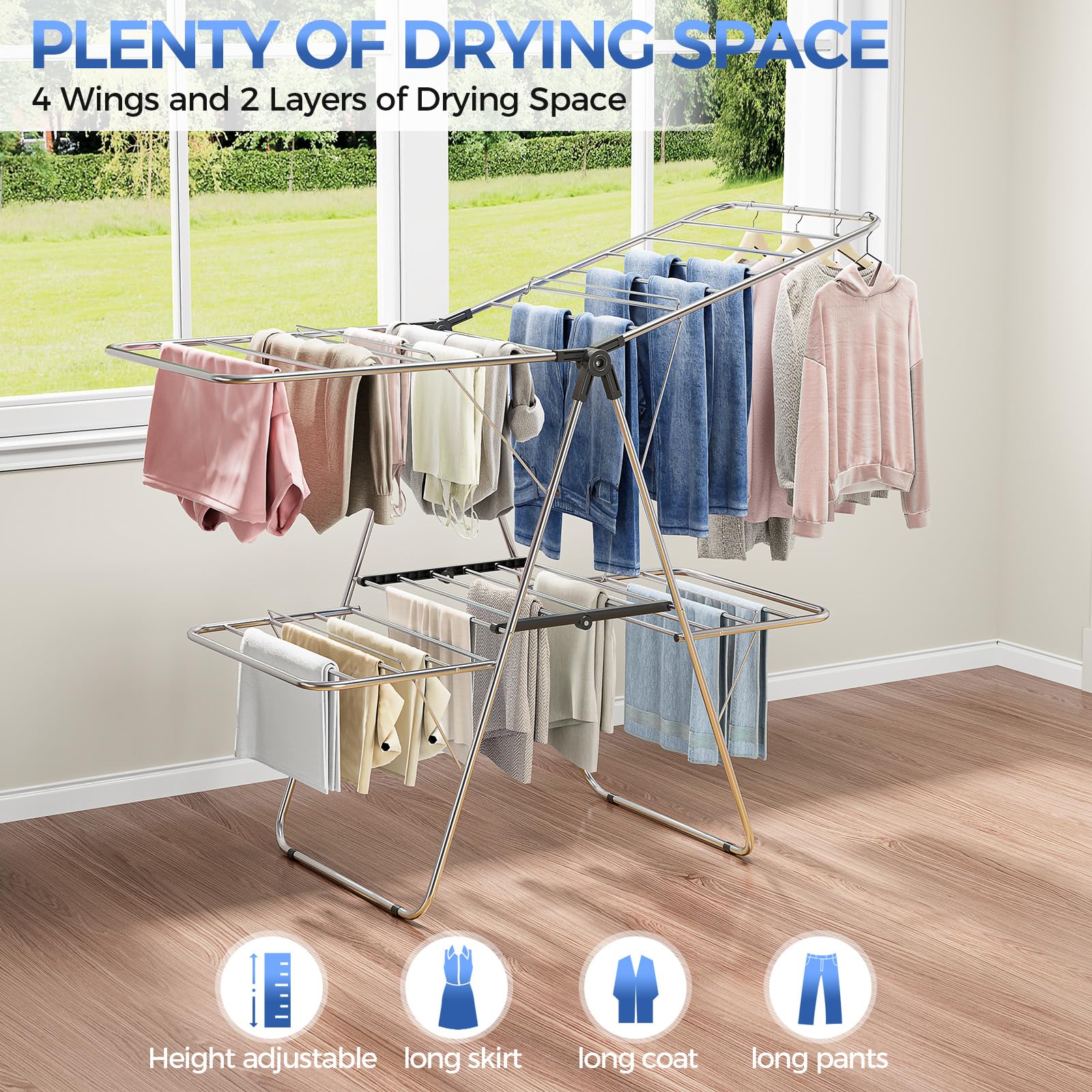 Large Stainless Steel Clothes Drying Rack
