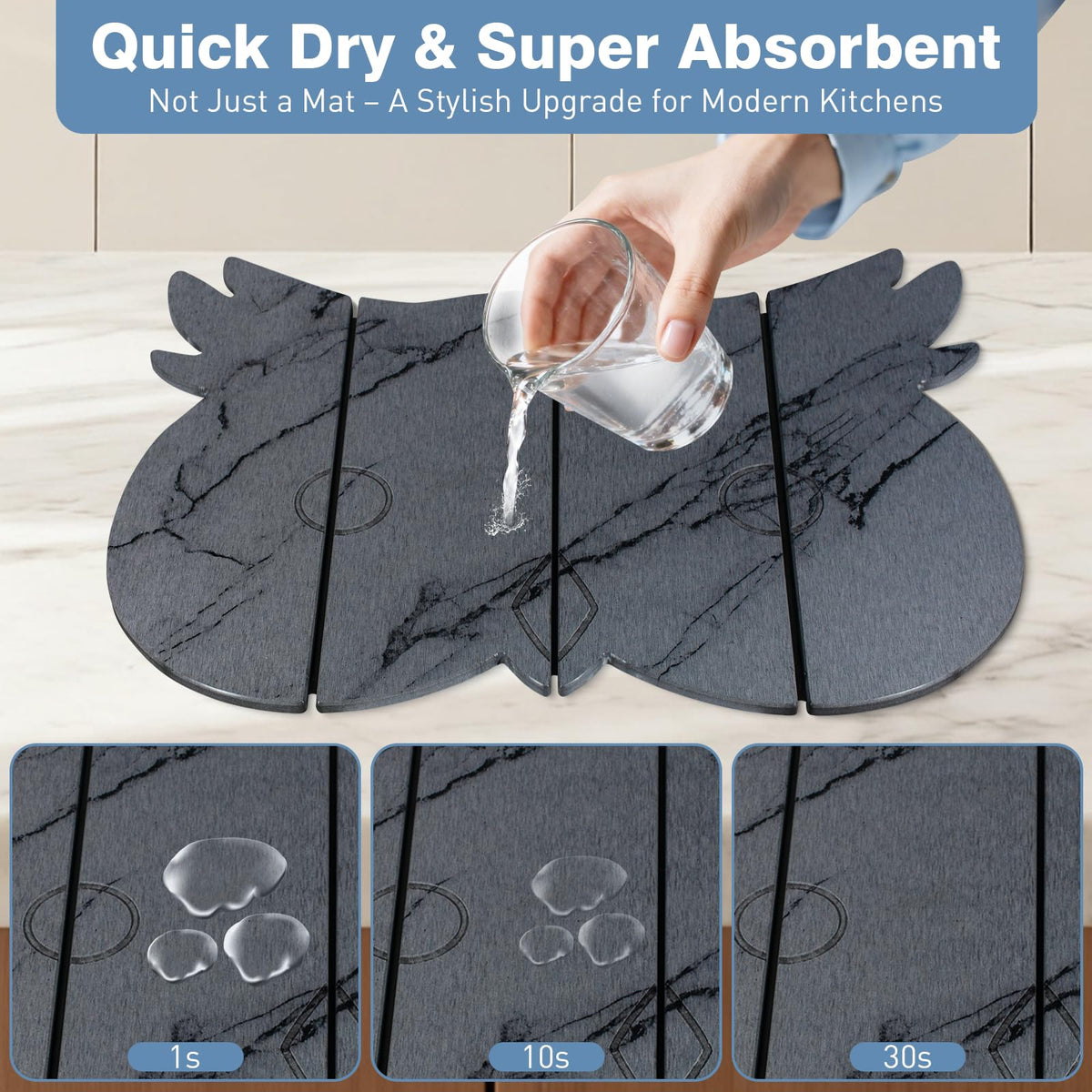 Large Stone Dish Drying Mat for Kitchen Counter