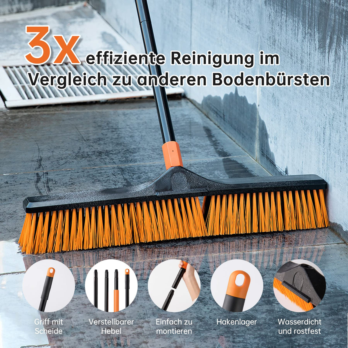 24”Push Broom Brush for Floor Cleaning 2 Set (2 Count)