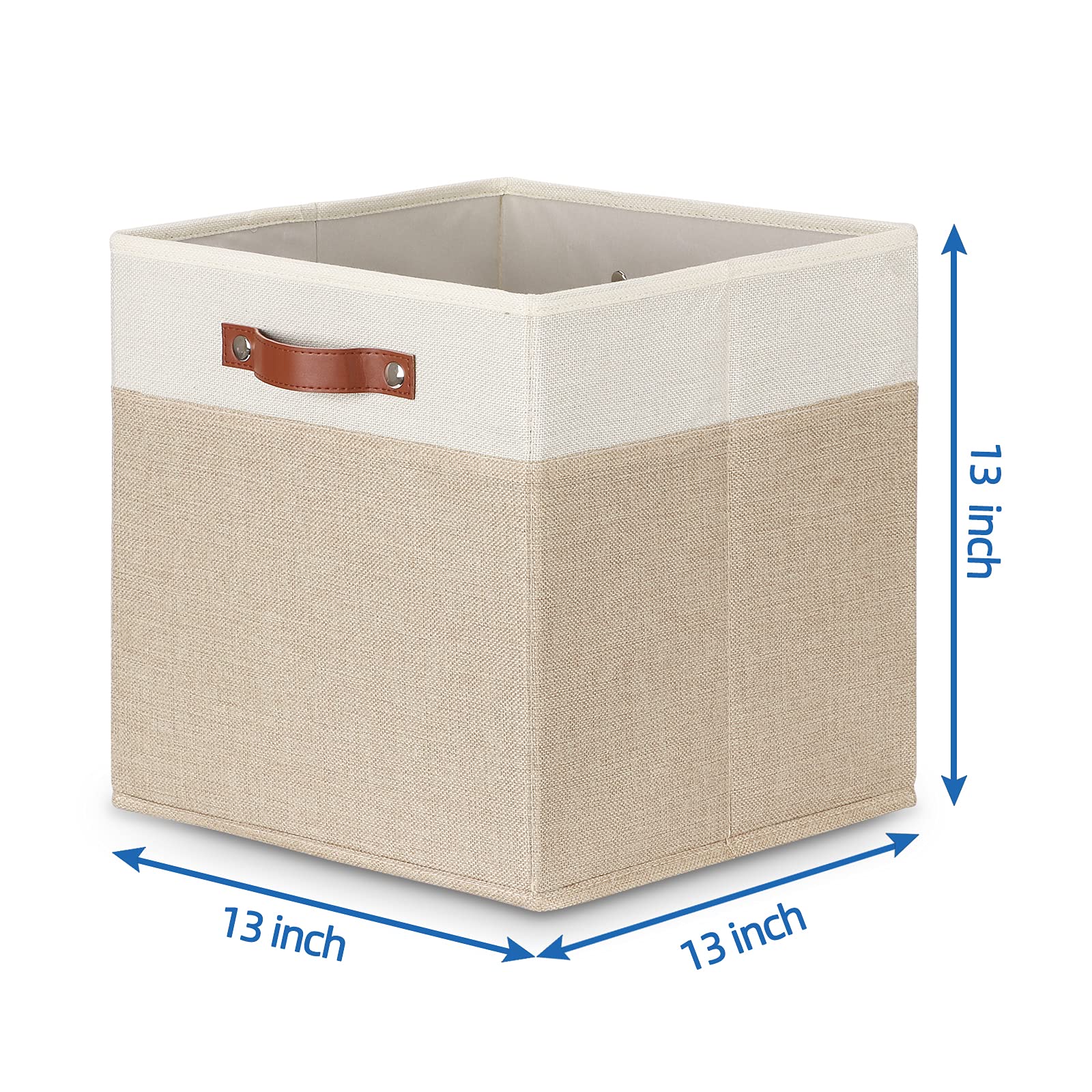 Cube Storage Bins 13 Inch Fabric Storage Cubes Storage Baskets for Shelves Closet Baskets for Cube Storage with Leather Handles