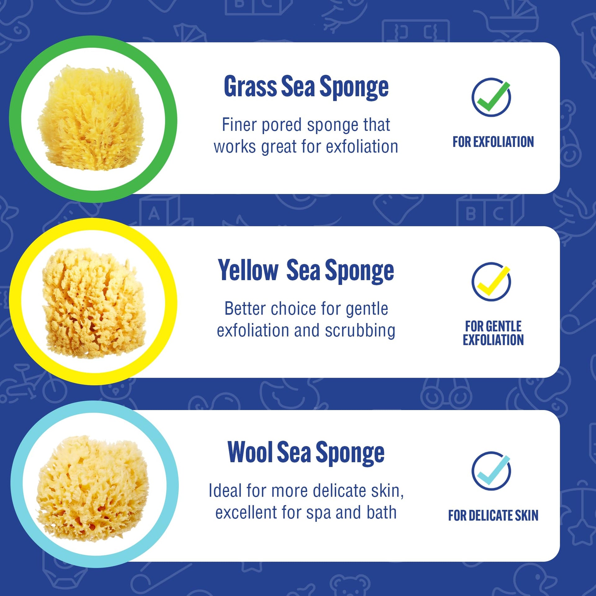 Baby Bath 4in Yellow Sea Sponge (3 Count)
