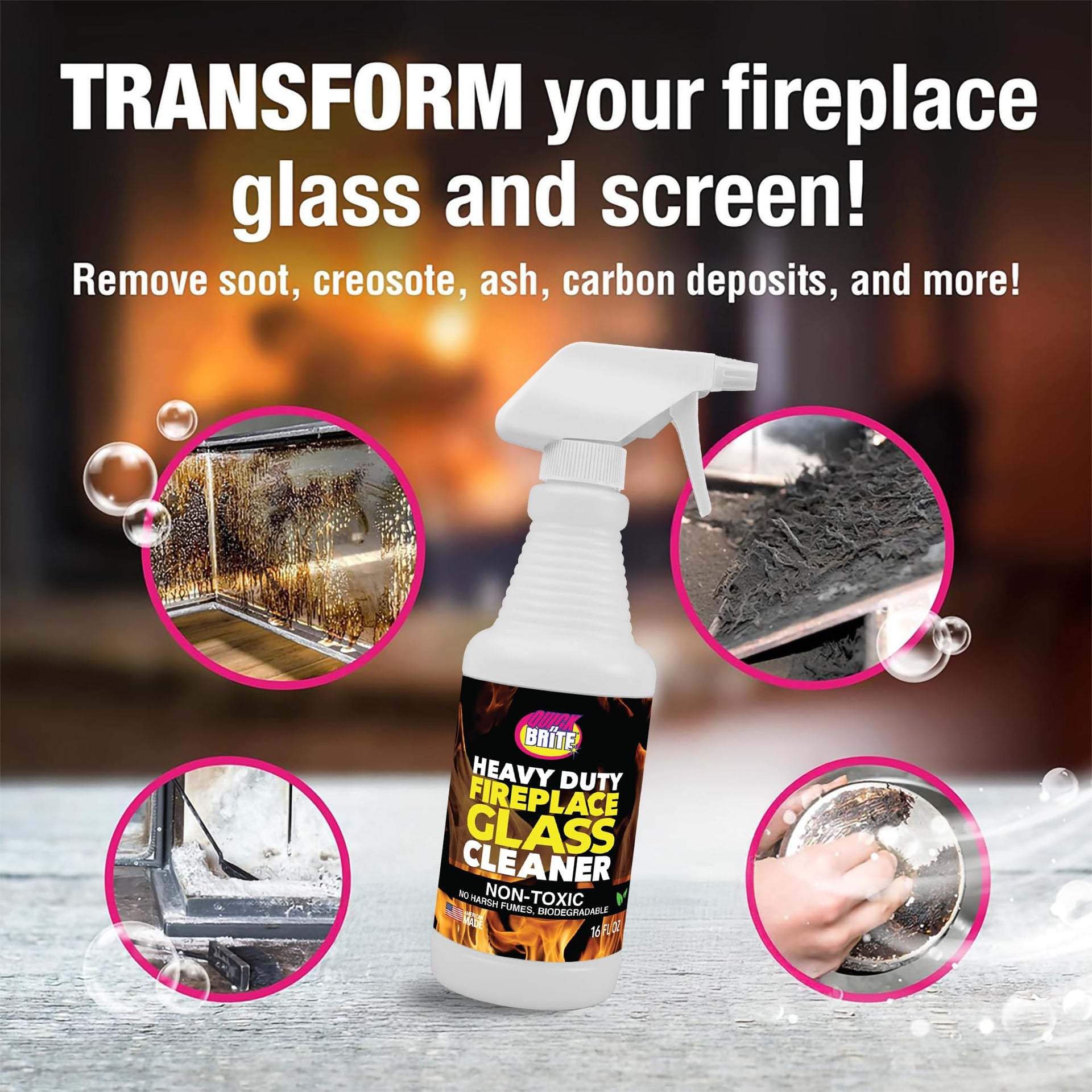 Fireplace Glass Cleaner 16oz (32 Fl Oz)