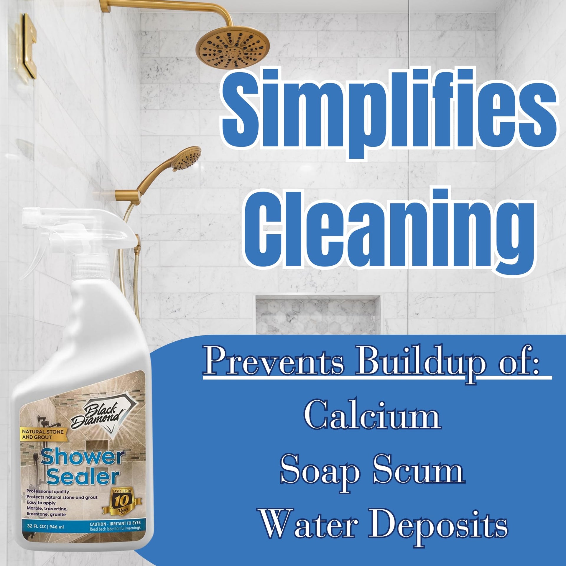 Natural Stone Shower Sealer Quart + Ultimate Grout Cleaner with Brush Quart (64 Fl Oz)