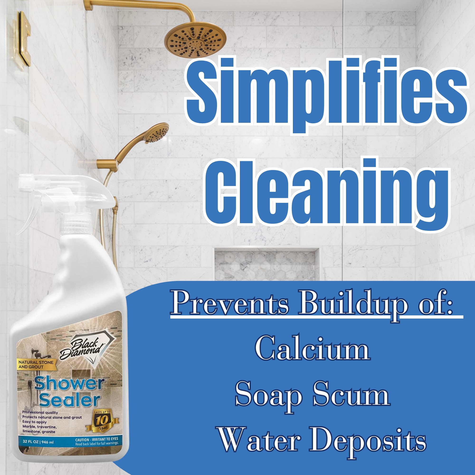 Natural Stone Shower Sealer Quart + Ultimate Grout Cleaner with Brush Quart (64 Fl Oz)