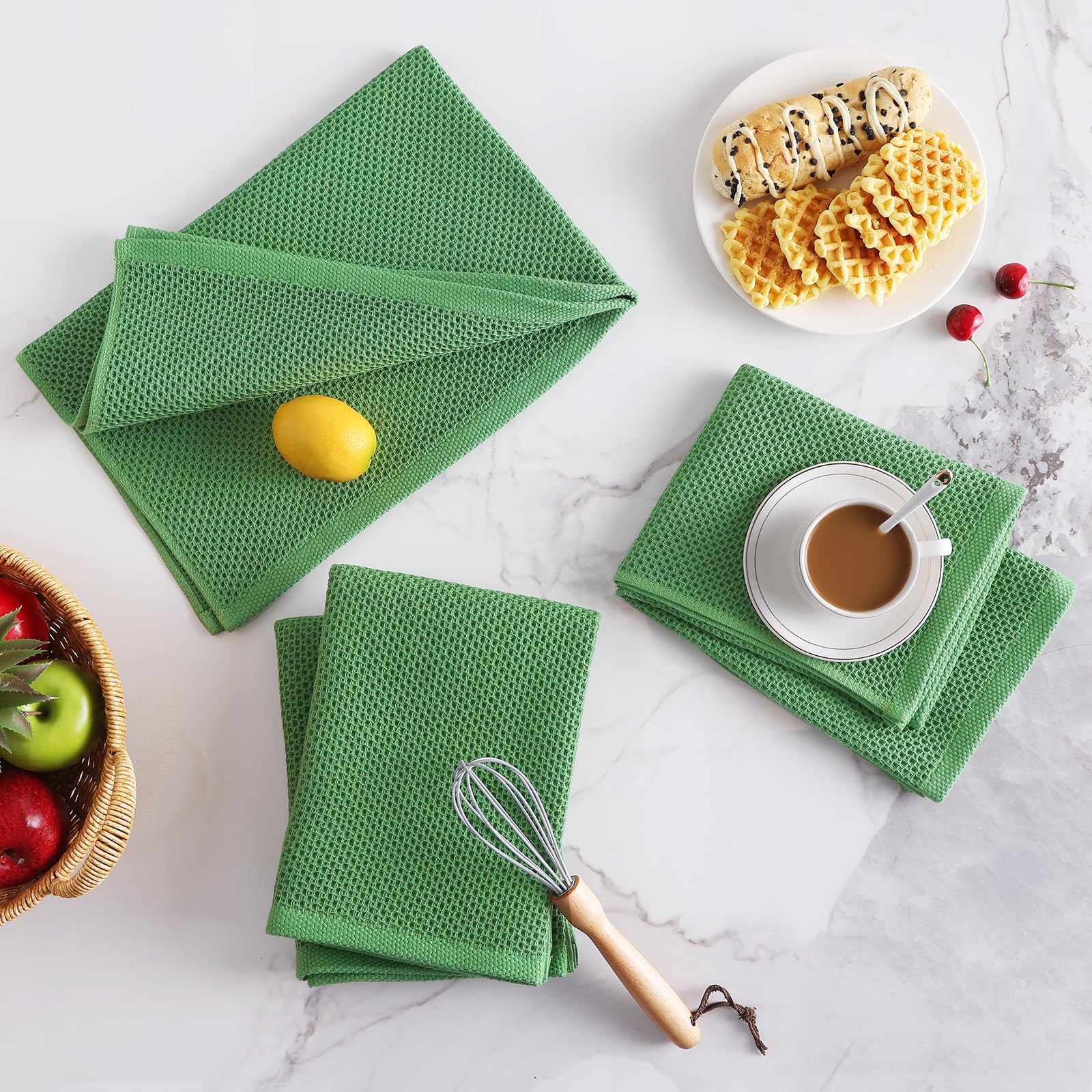 100% Cotton Oversized Waffle Weave Kitchen Towels 8 (8 Count)