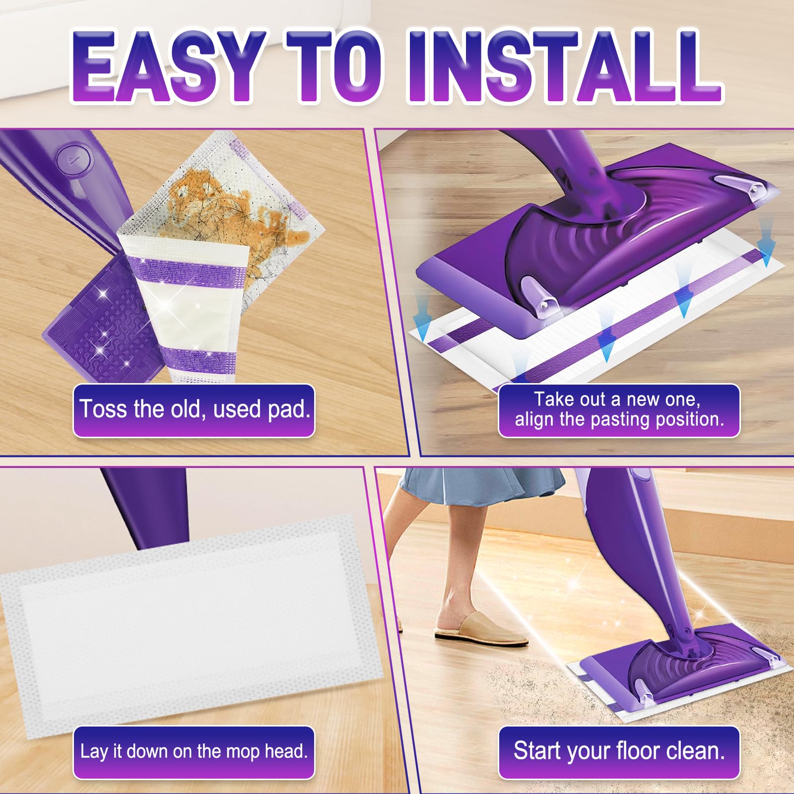 60Pack Mopping Pad Refill for Swiffer Wetjet Mop (60 Count)