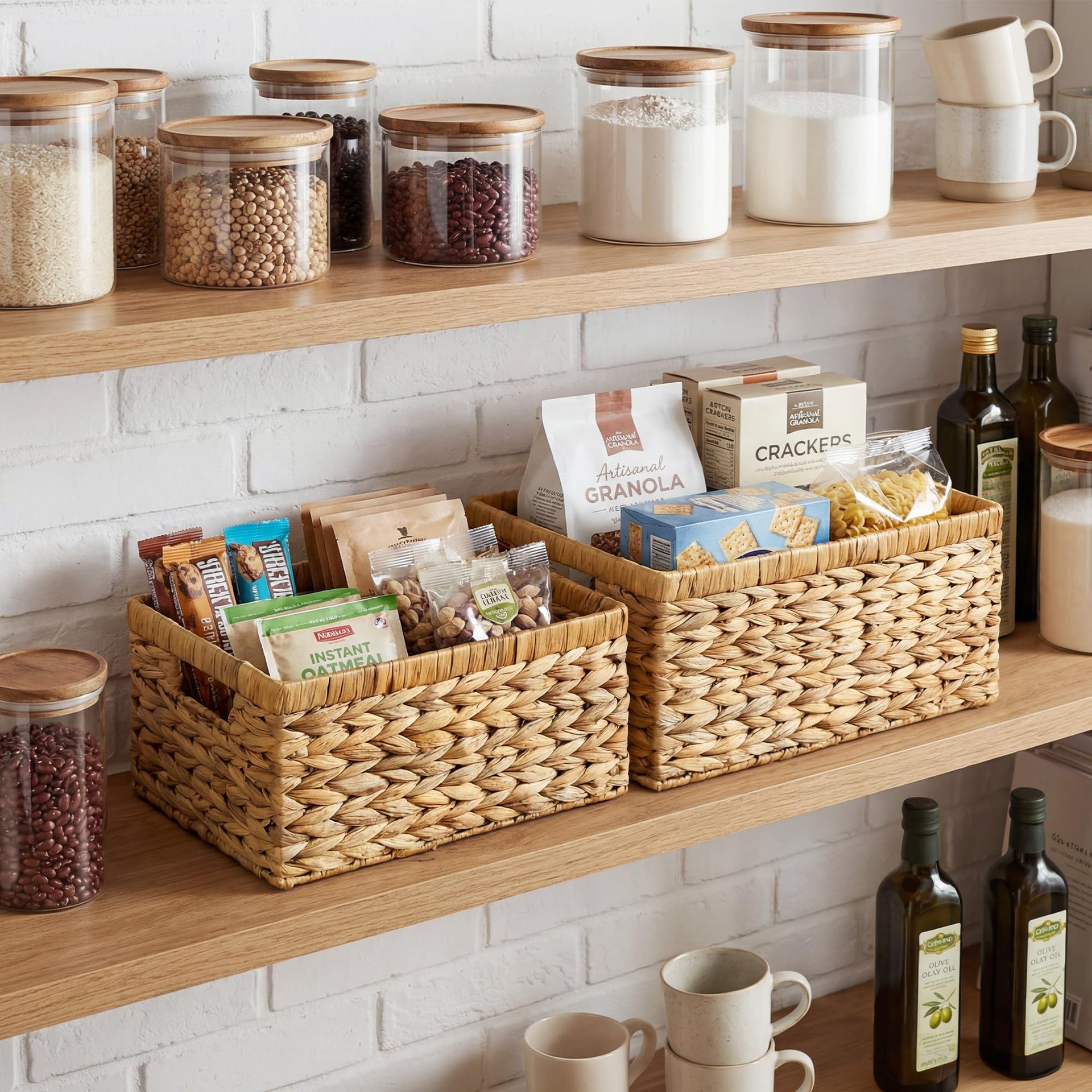 Wicker Storage Baskets for Shelves (2 Count)
