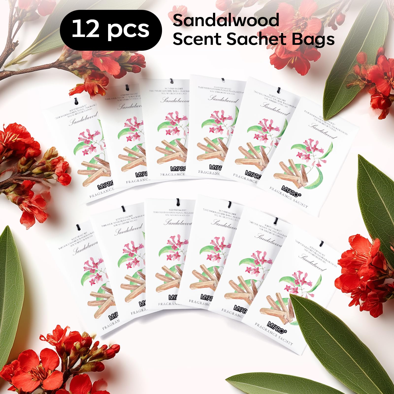 12 Pack Sandalwood Scented Sachets (12 Count)