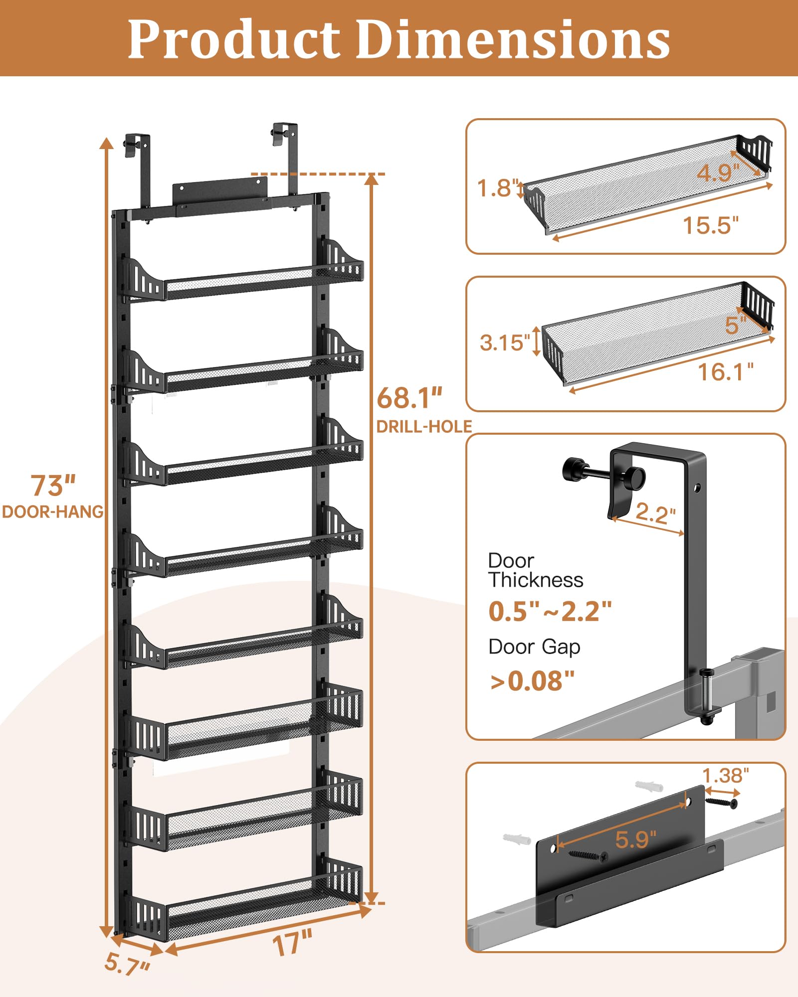 8 Tier Over the Door Pantry Organizer