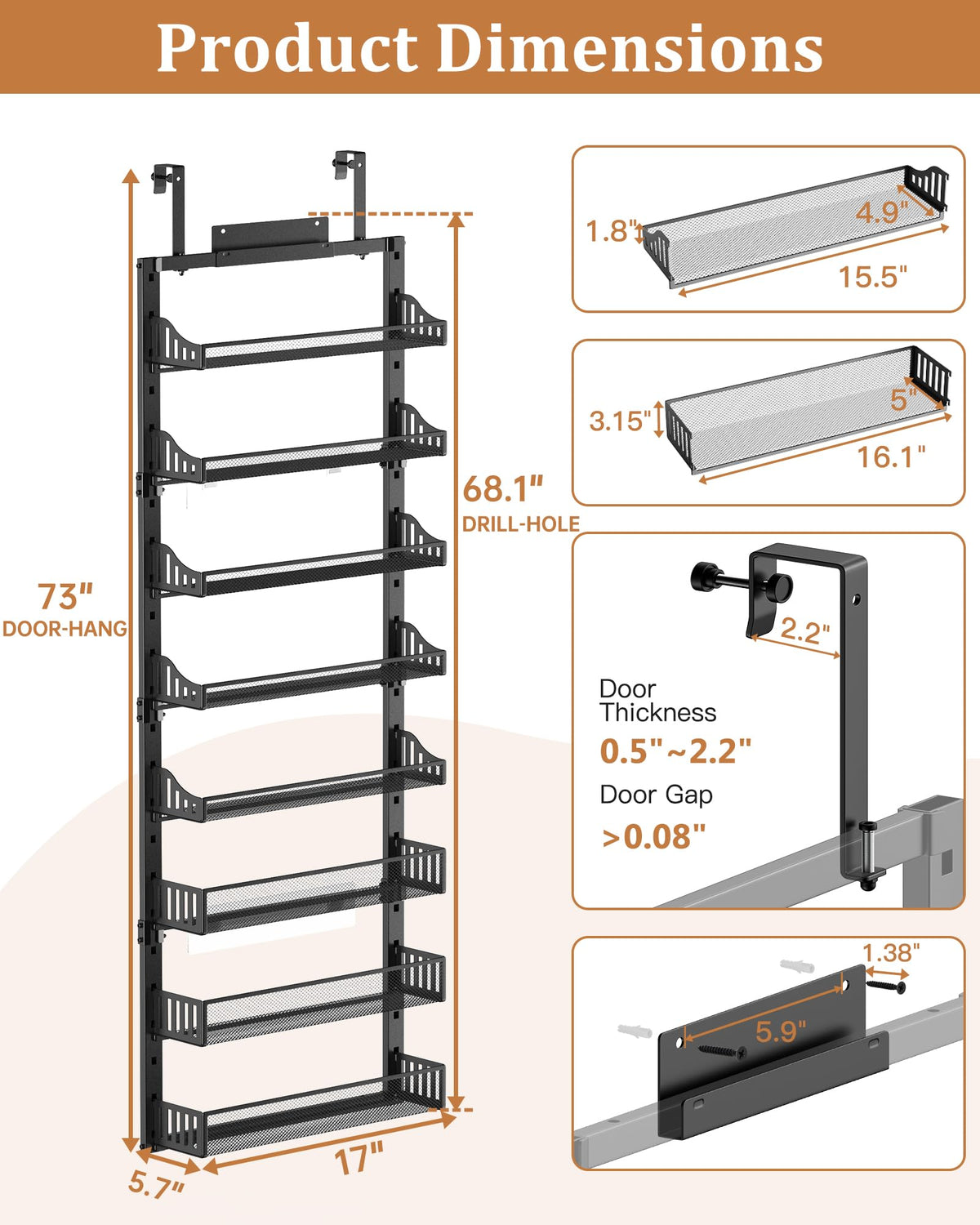 8 Tier Over the Door Pantry Organizer