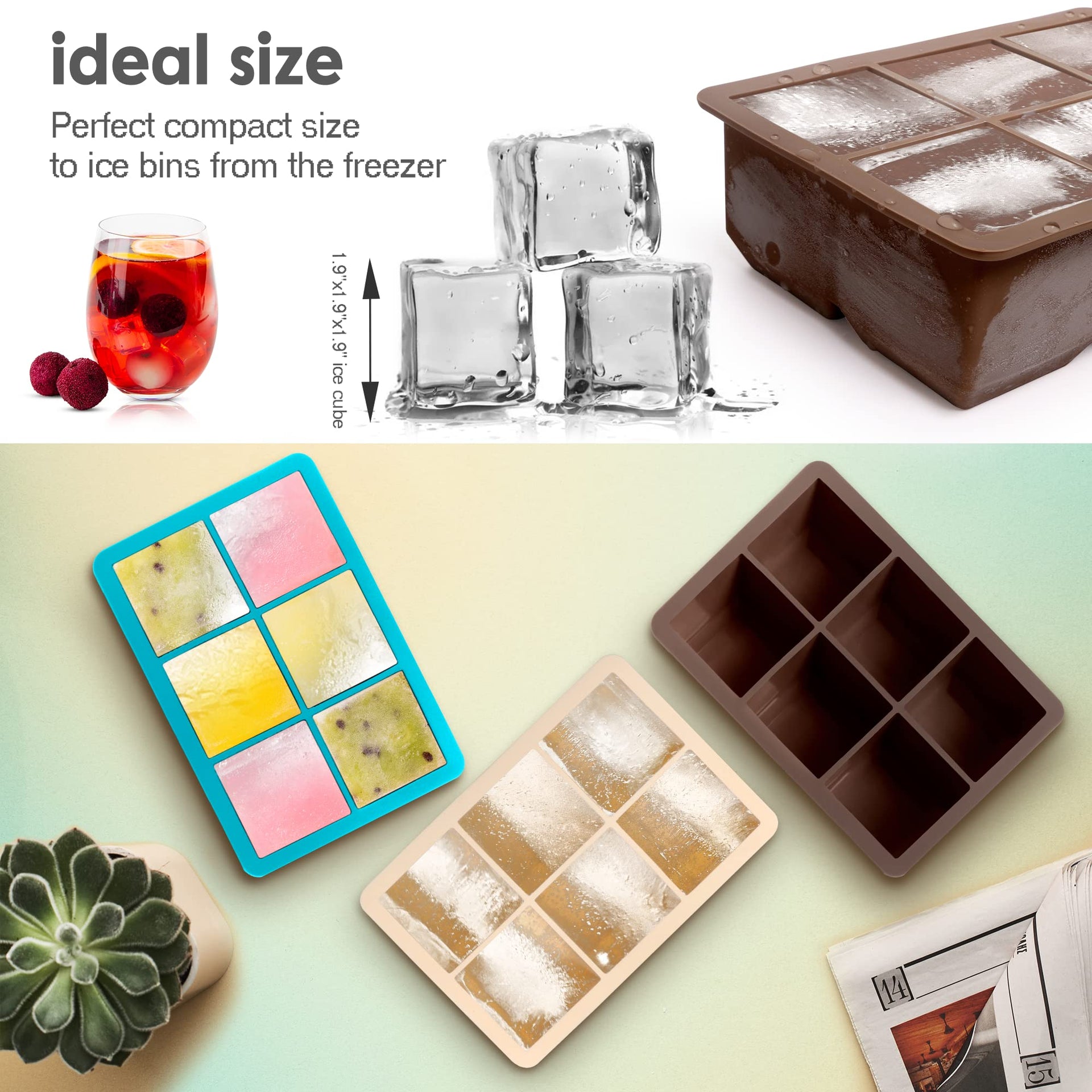 Silicone Ice Cube Trays 3 Pack (3 Count)