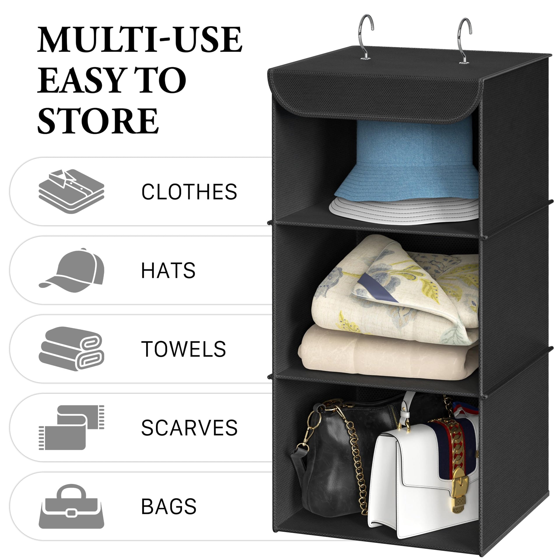 3 Shelf Hanging Closet Organizer